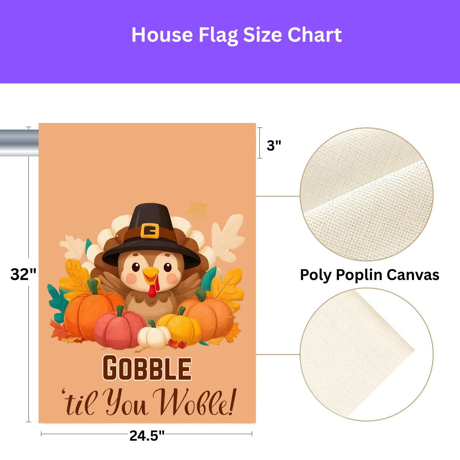 Gobble 'til You Wobble Baby Turkey Garden Flag - yard display - Dragonfire Gardens