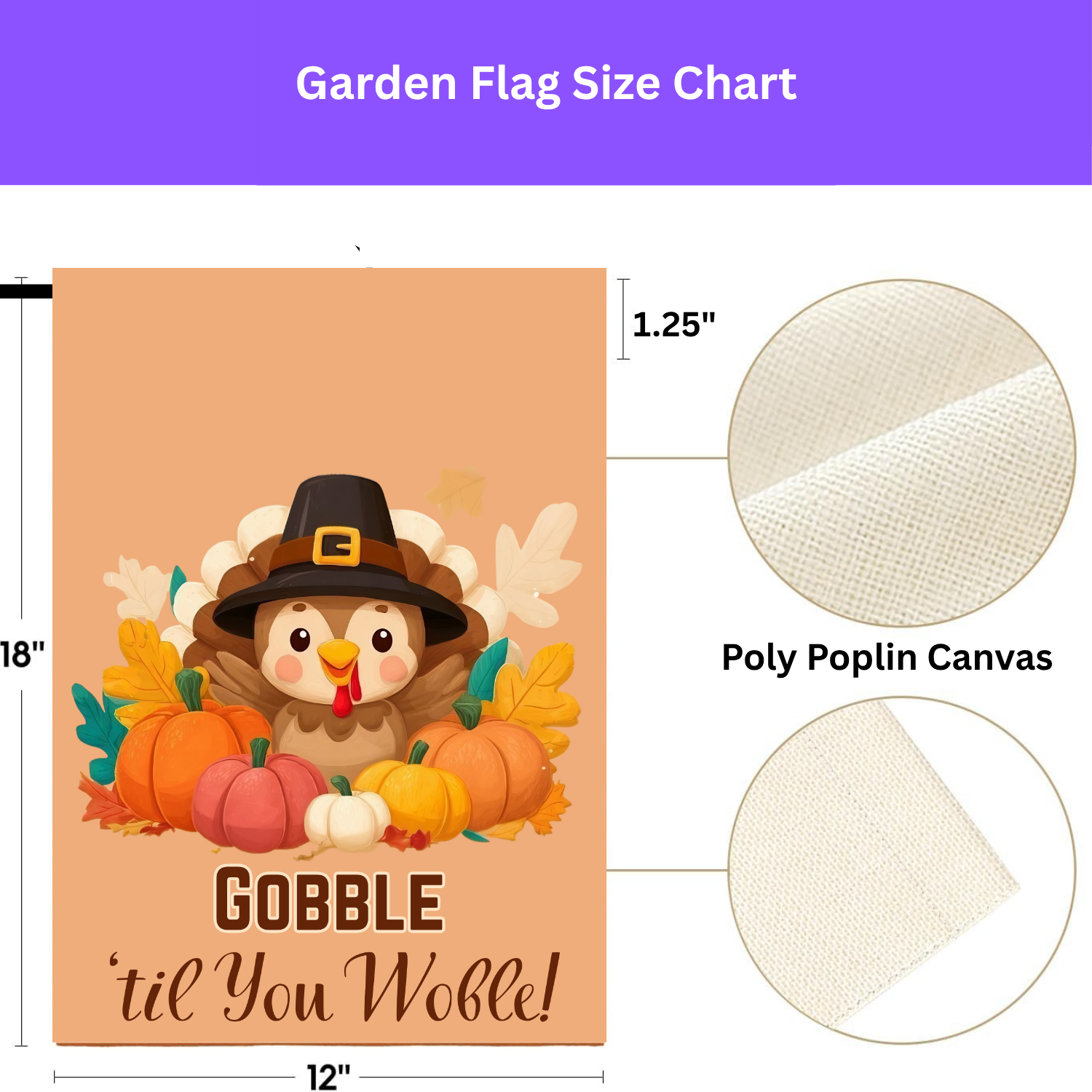 Gobble 'til You Wobble Baby Turkey Garden Flag - porch decor - Dragonfire Gardens