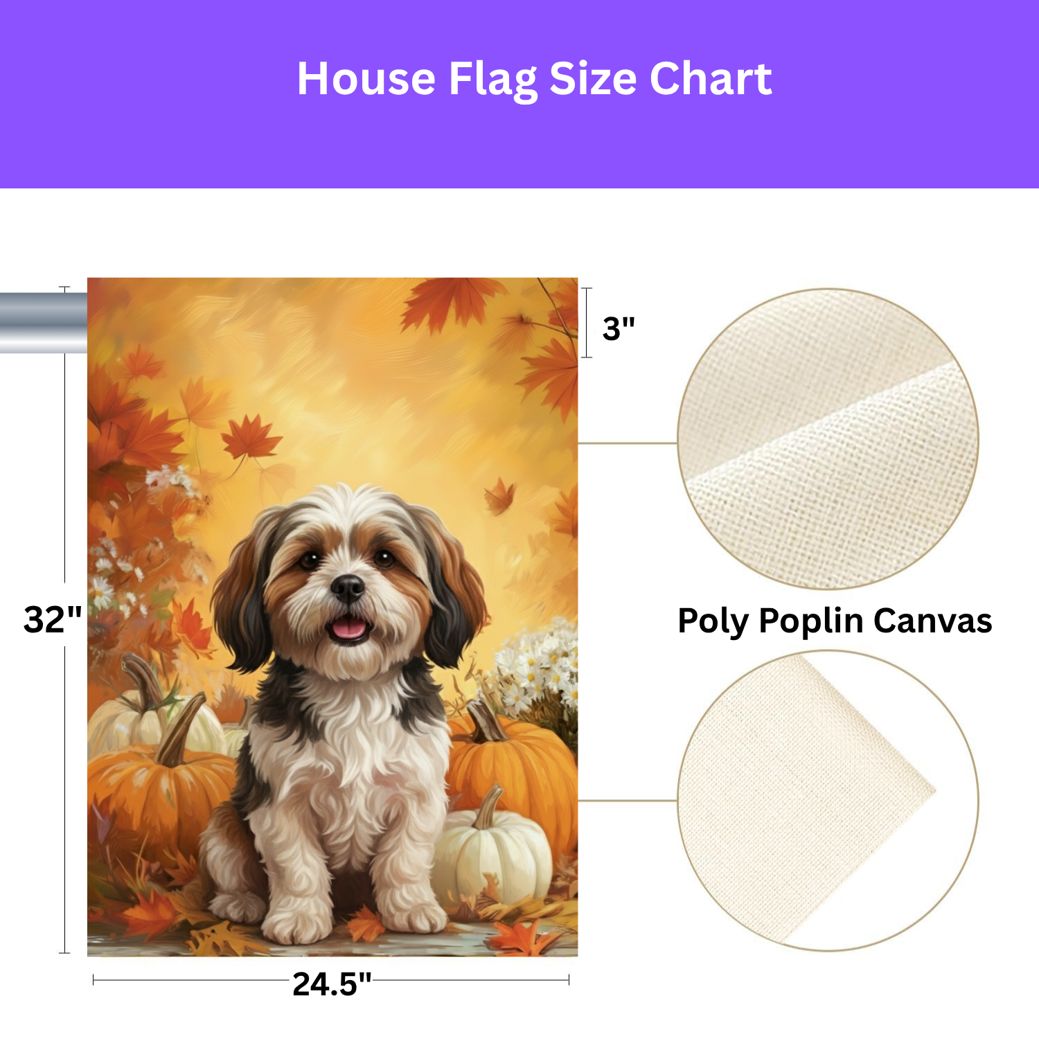 Shih Tzu and Pumpkins Fall Garden Flag - porch decor - Dragonfire Gardens