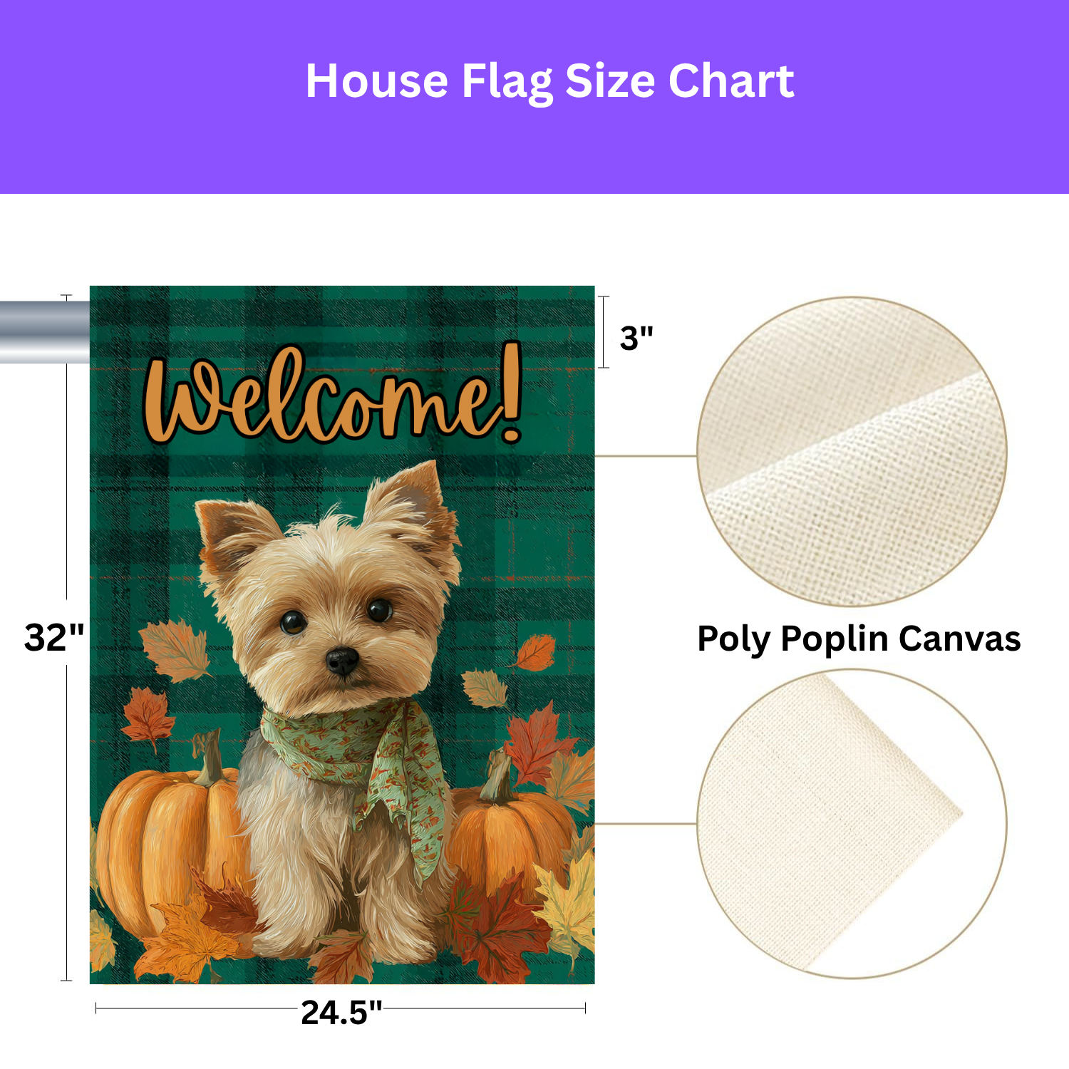 Green Plaid Yorkshire Terrier Fall Garden Flag - porch decor - Dragonfire Gardens