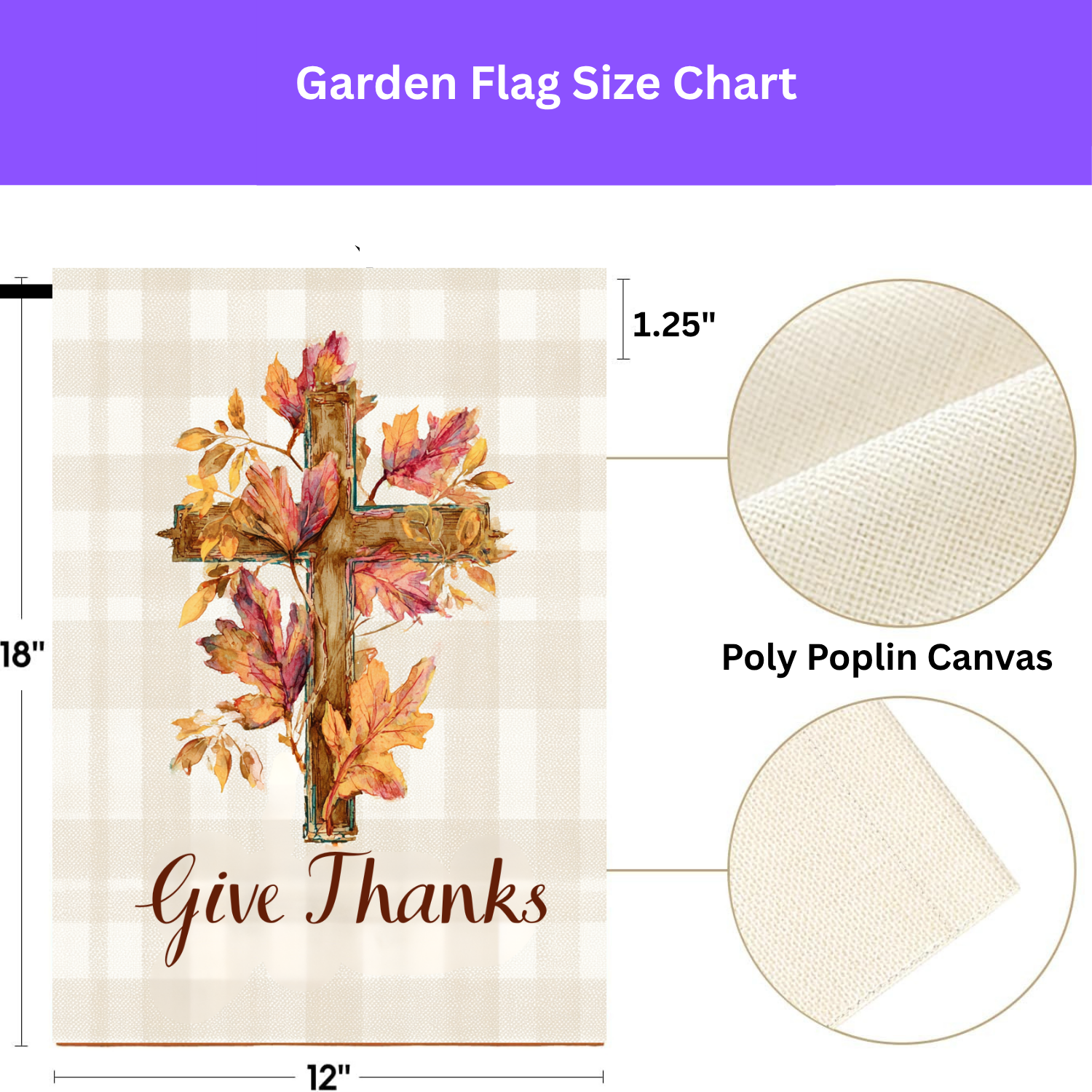 Give Thanks Fall Leaf Cross Garden Flag - porch decor - Dragonfire Gardens