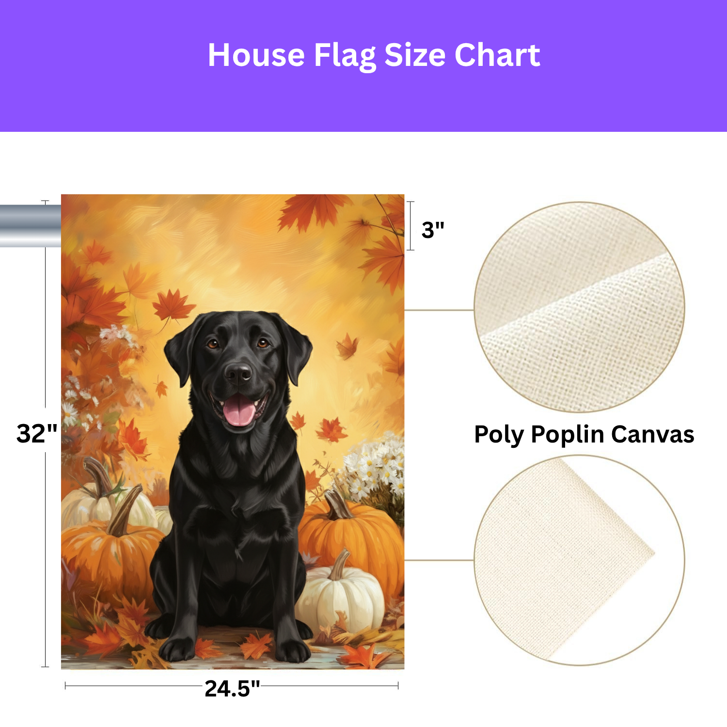 Black Labrador Retriever and Pumpkins Fall Garden Flag - yard display - Dragonfire Gardens