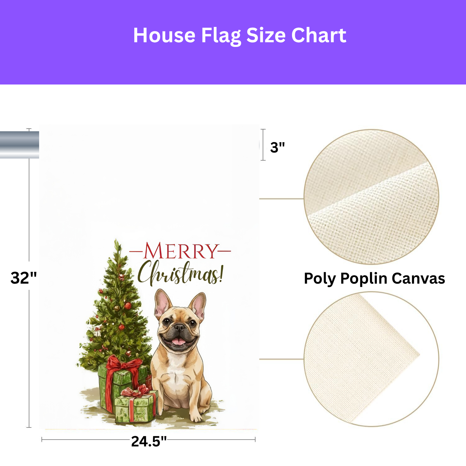 French Bulldog and Presents Christmas Garden Flag - yard display - Dragonfire Gardens