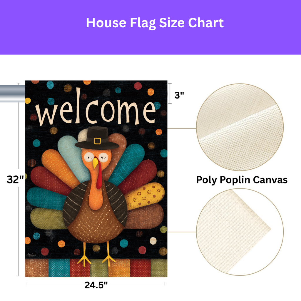 Welcome Turkey Thanksgiving Garden Flag - yard display - Dragonfire Gardens