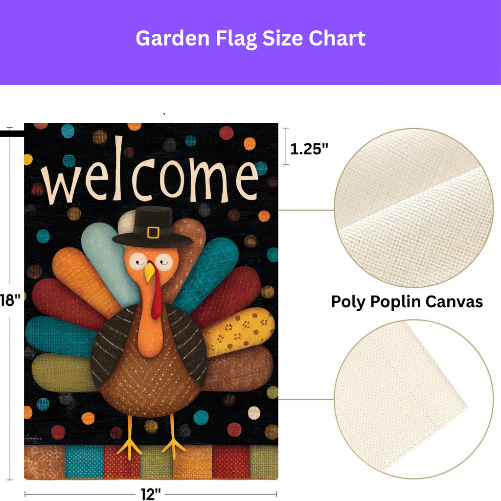 Welcome Turkey Thanksgiving Garden Flag - porch decor - Dragonfire Gardens