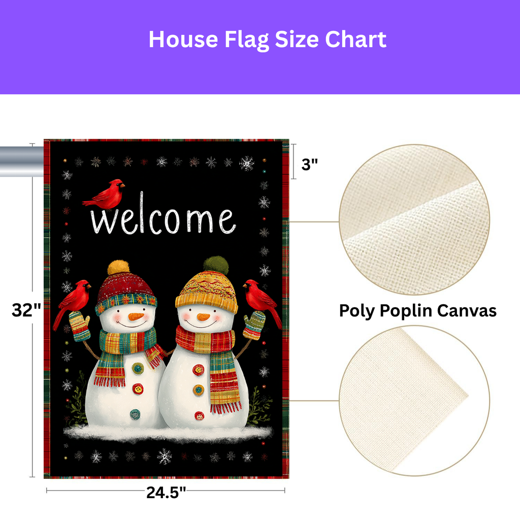 Two Snowman Winter Welcome Garden Flag - porch decor - Dragonfire Gardens