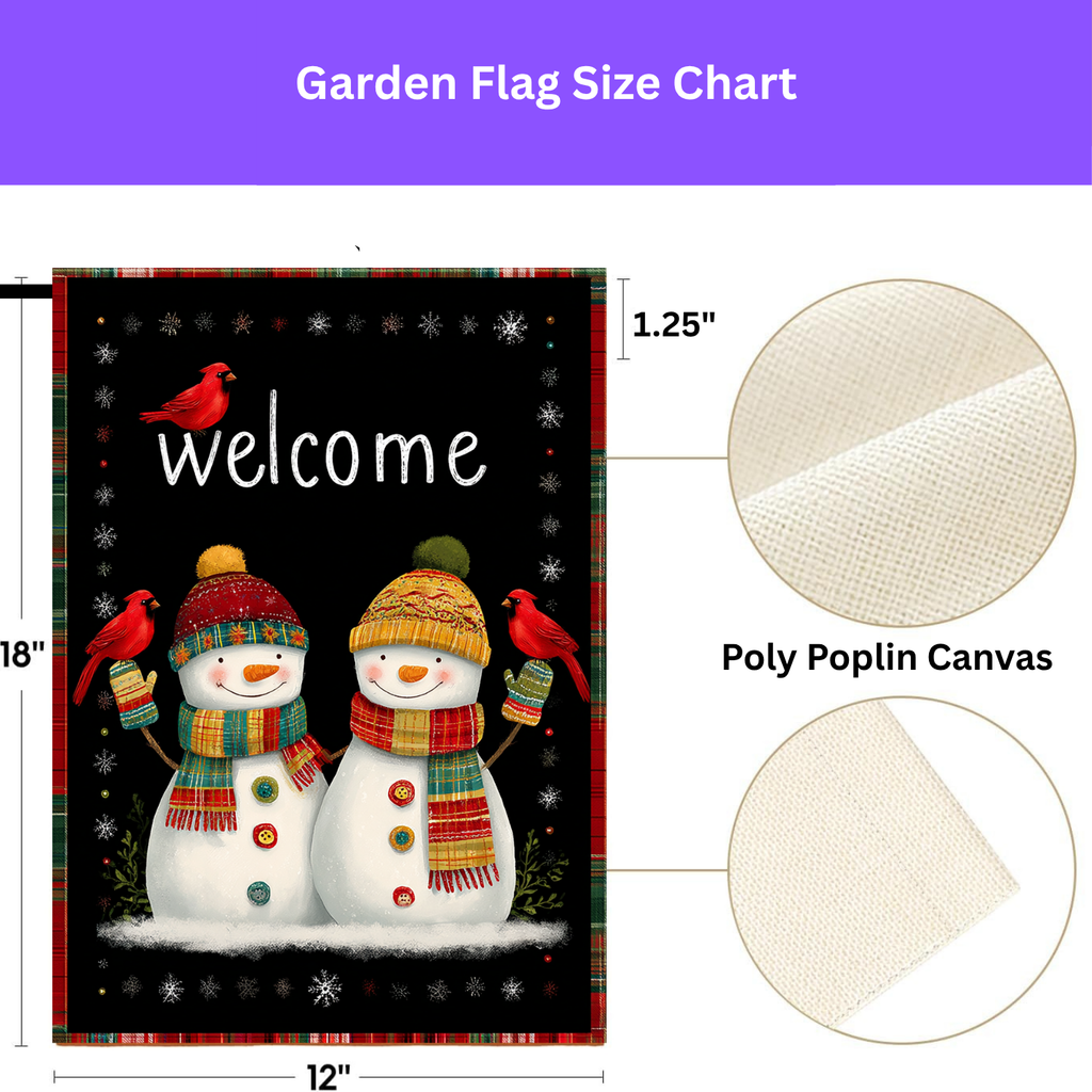 Two Snowman Winter Welcome Garden Flag - yard display - Dragonfire Gardens