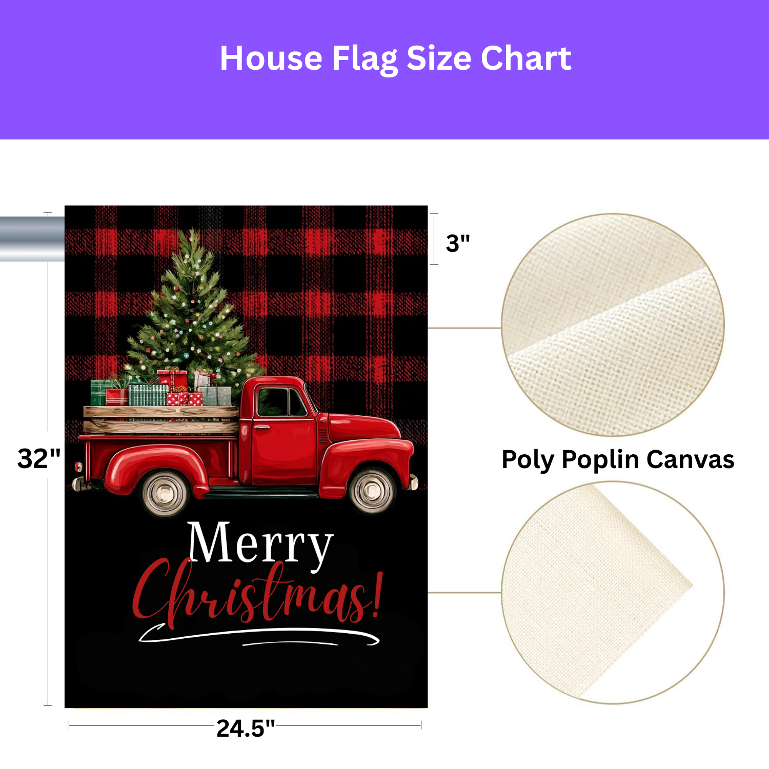 Red Vintage Truck Merry Christmas Garden Flag - yard display - Dragonfire Gardens