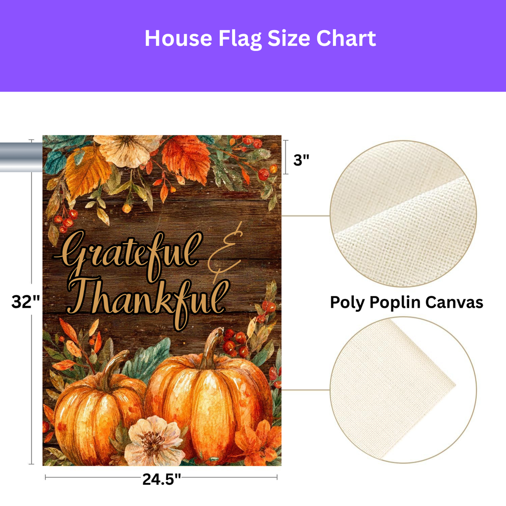 Grateful & Thankful Thanksgiving Garden Flag - yard display - Dragonfire Gardens