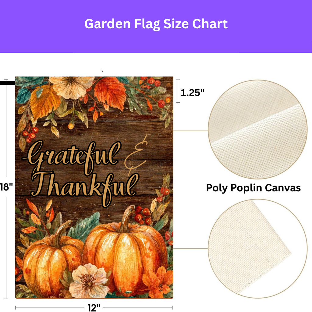 Grateful & Thankful Thanksgiving Garden Flag - porch decor - Dragonfire Gardens