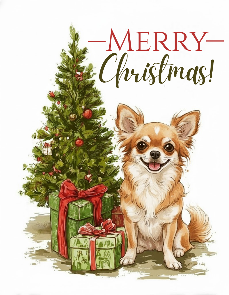Chihuahua and Present Christmas Garden Flag - double-sided design - Dragonfire Gardens