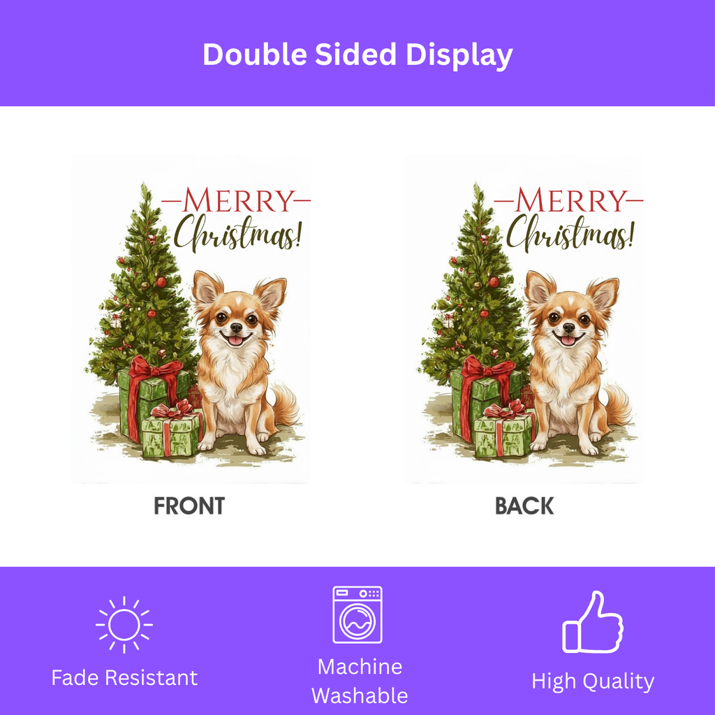 Chihuahua and Present Christmas Garden Flag - yard display - Dragonfire Gardens