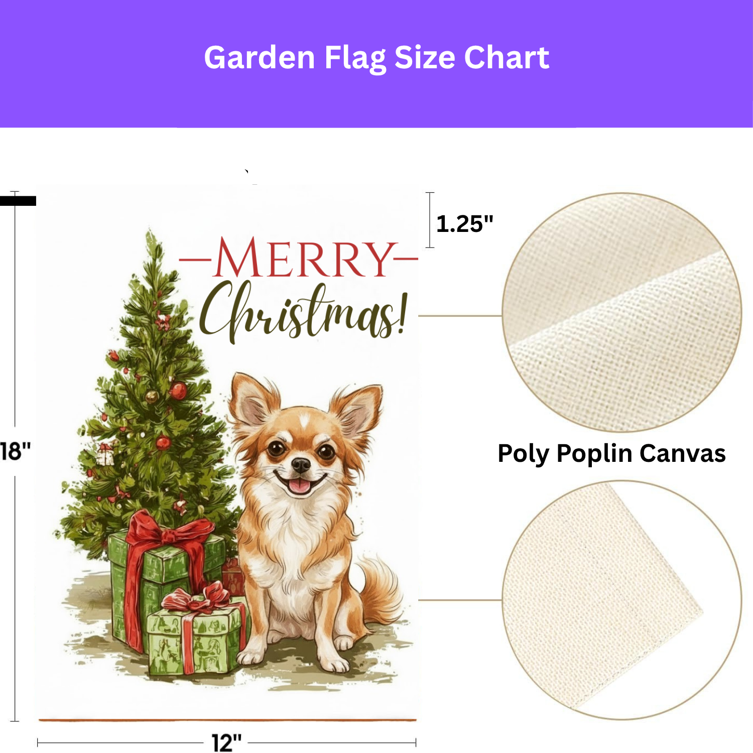 Chihuahua and Present Christmas Garden Flag - lifestyle display - Dragonfire Gardens