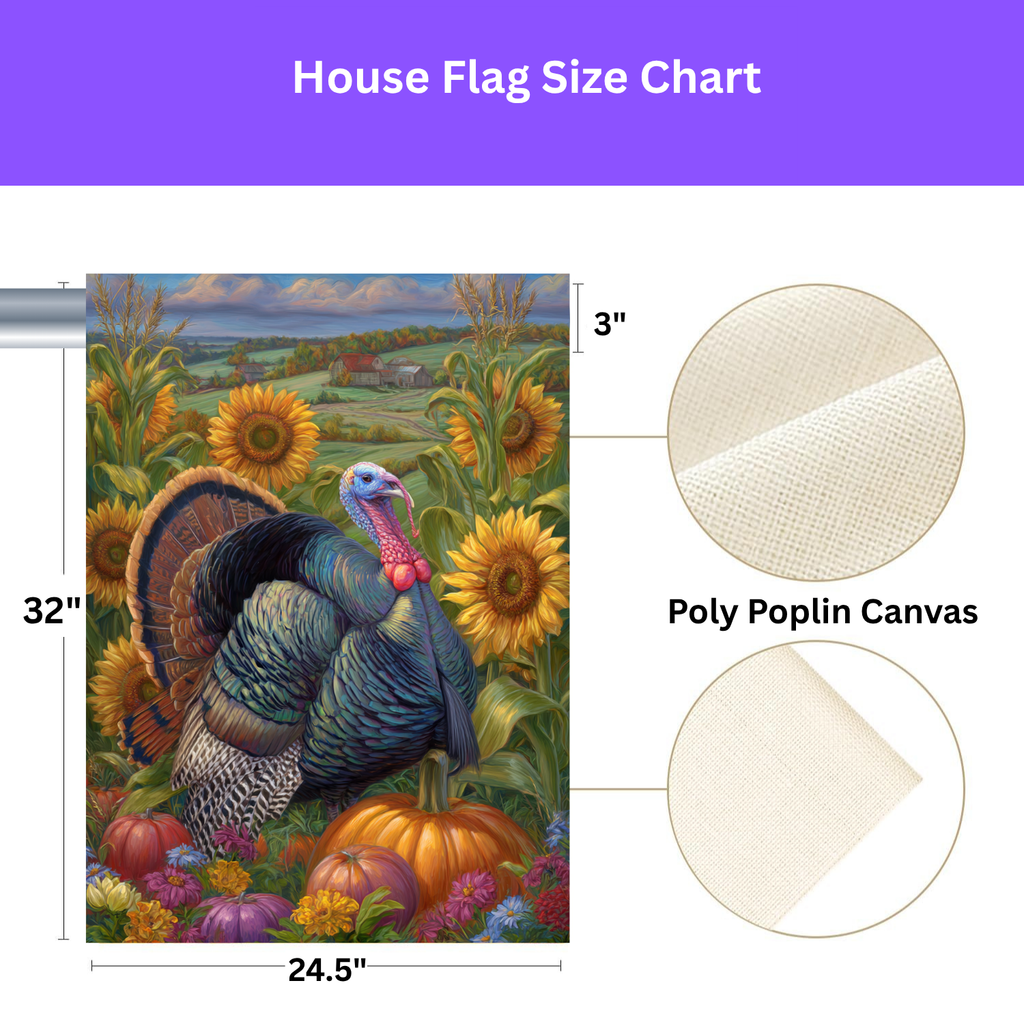 Countryside Thanksgiving Turkey Garden Flag - yard display - Dragonfire Gardens