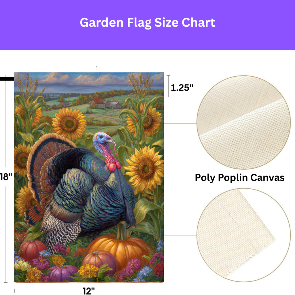 Countryside Thanksgiving Turkey Garden Flag - porch decor - Dragonfire Gardens