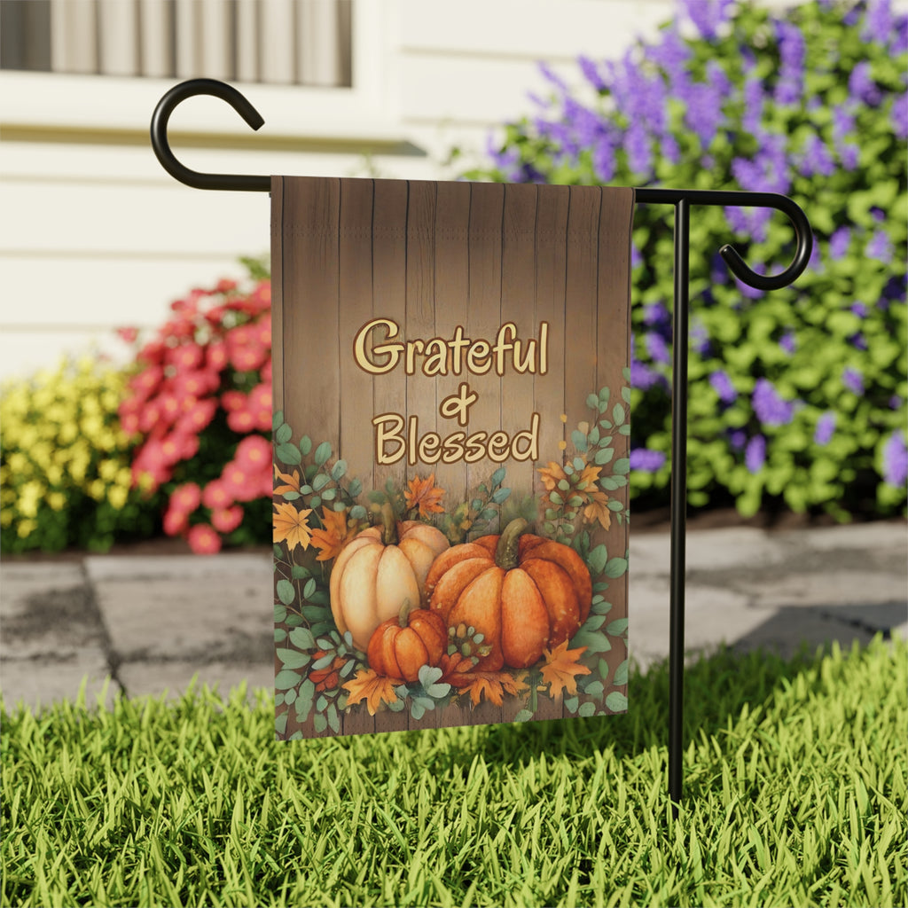 Grateful & Blessed Fall Garden Flag - outdoor display - Dragonfire Gardens