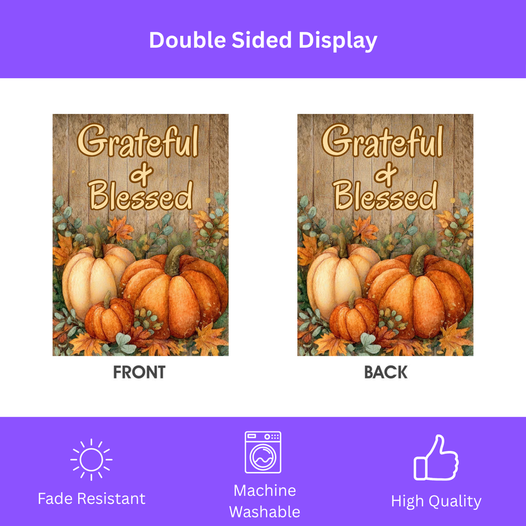Grateful & Blessed Fall Garden Flag - double-sided design - Dragonfire Gardens