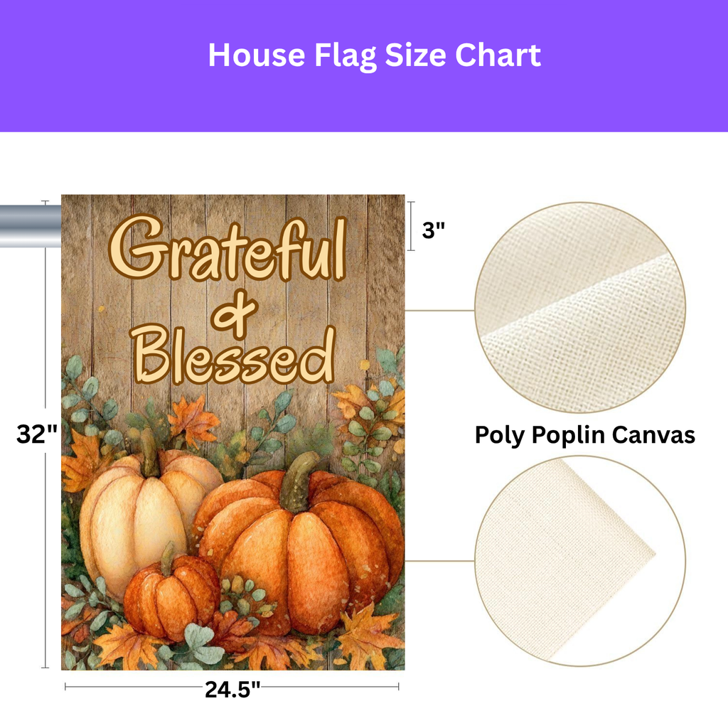 Grateful & Blessed Fall Garden Flag - yard display - Dragonfire Gardens