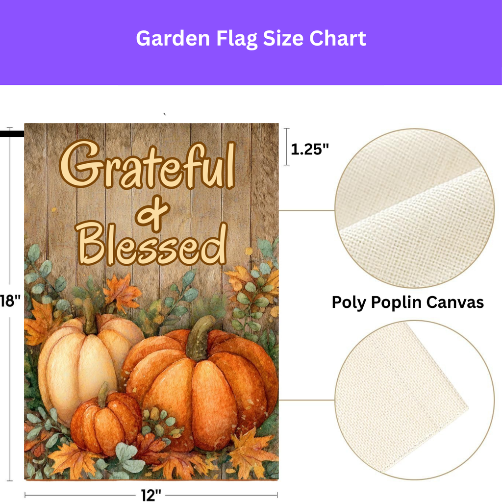 Grateful & Blessed Fall Garden Flag - porch decor - Dragonfire Gardens