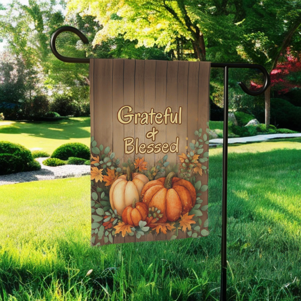 Grateful & Blessed Fall Garden Flag - product detail - Dragonfire Gardens