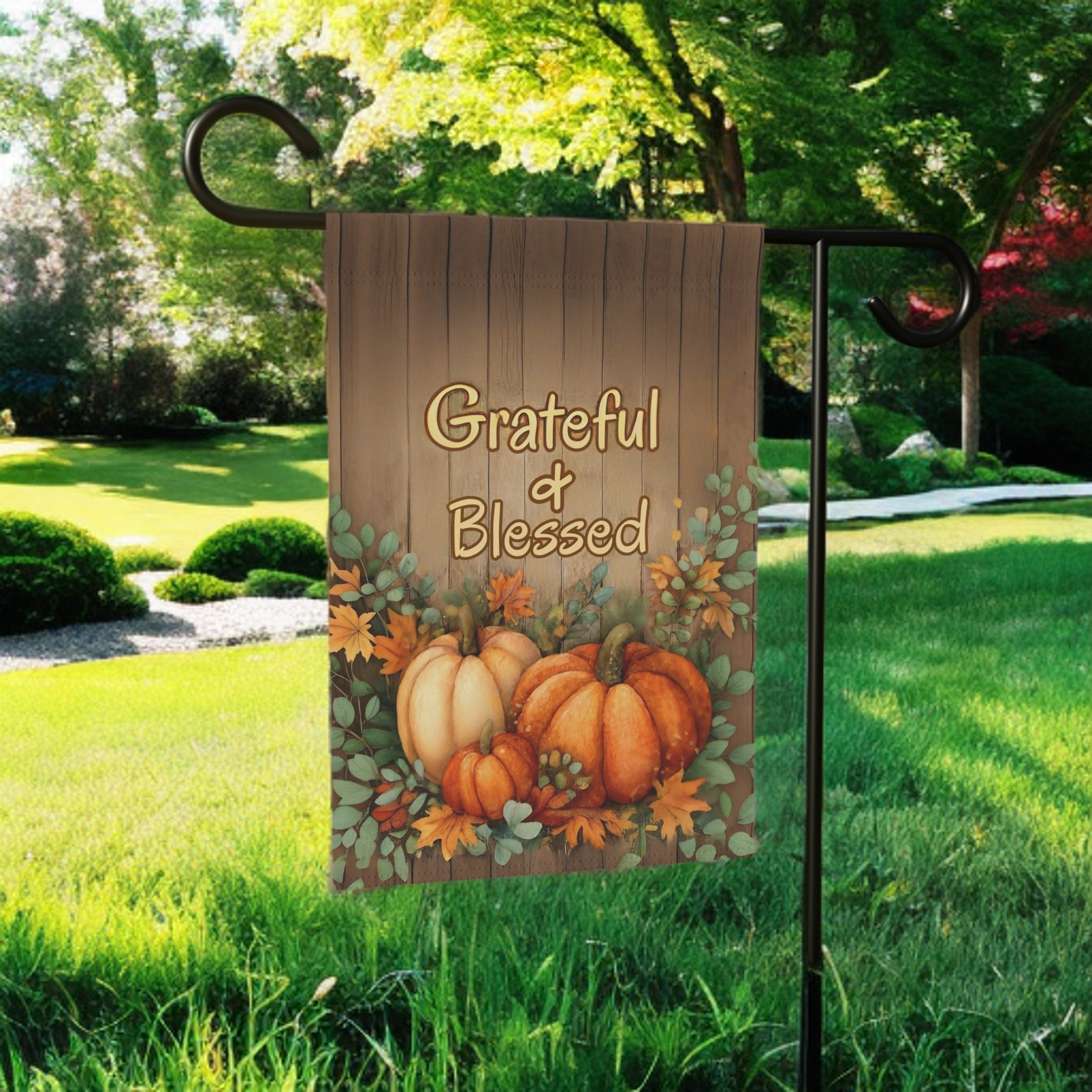 Grateful & Blessed Fall Garden Flag - product detail - Dragonfire Gardens