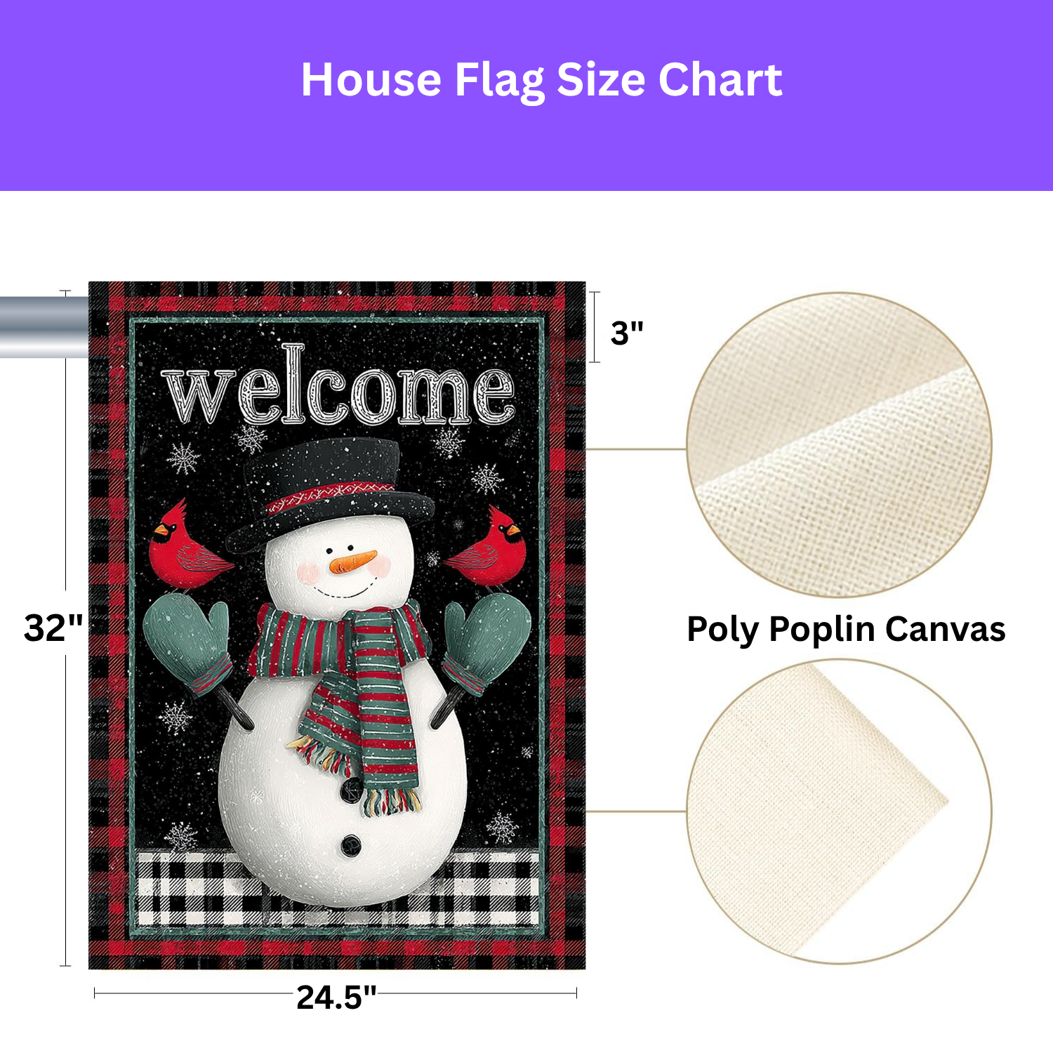 Green Mitten Welcome Snowman Garden Flag - yard display - Dragonfire Gardens