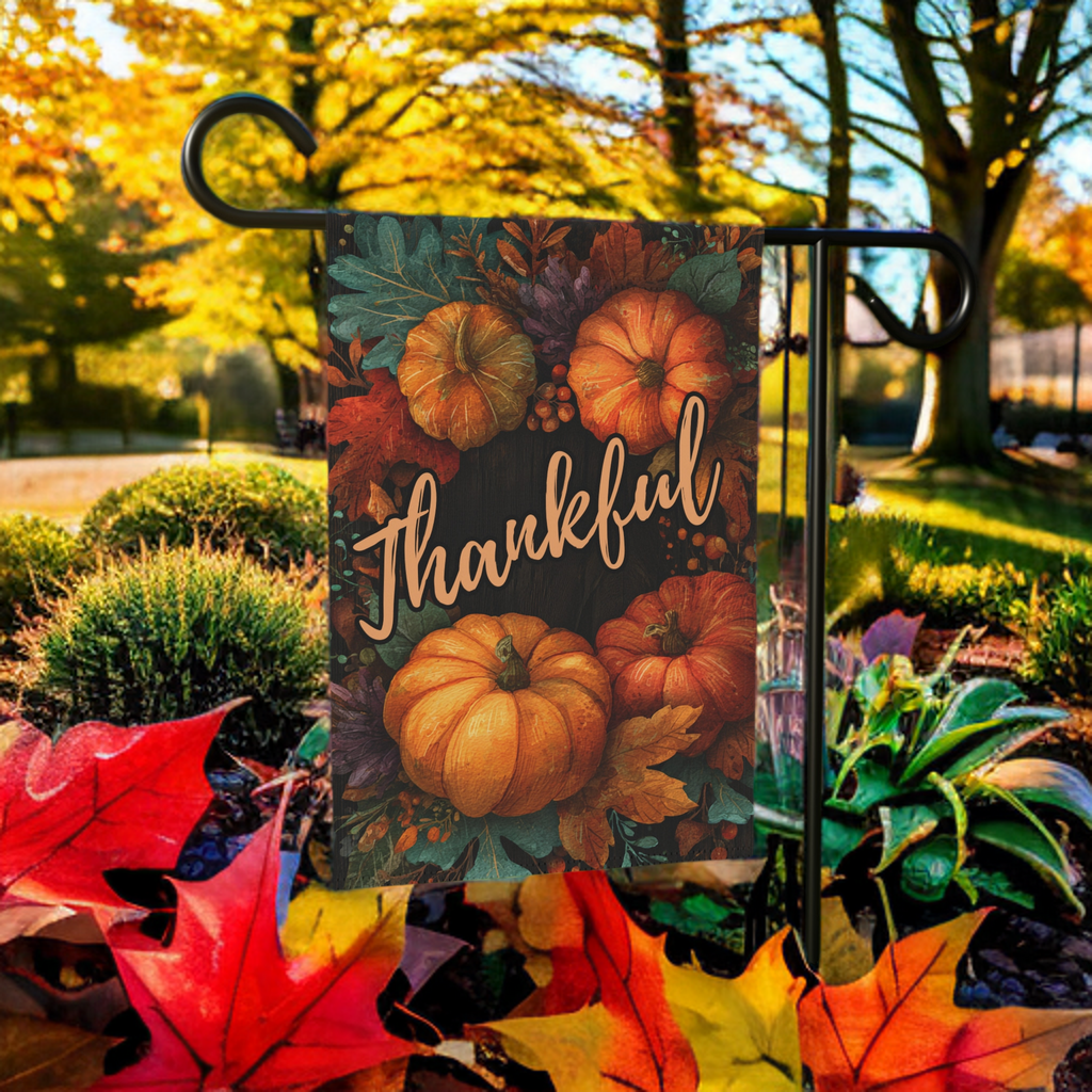Thankful Pumpkin Fall Garden Flag