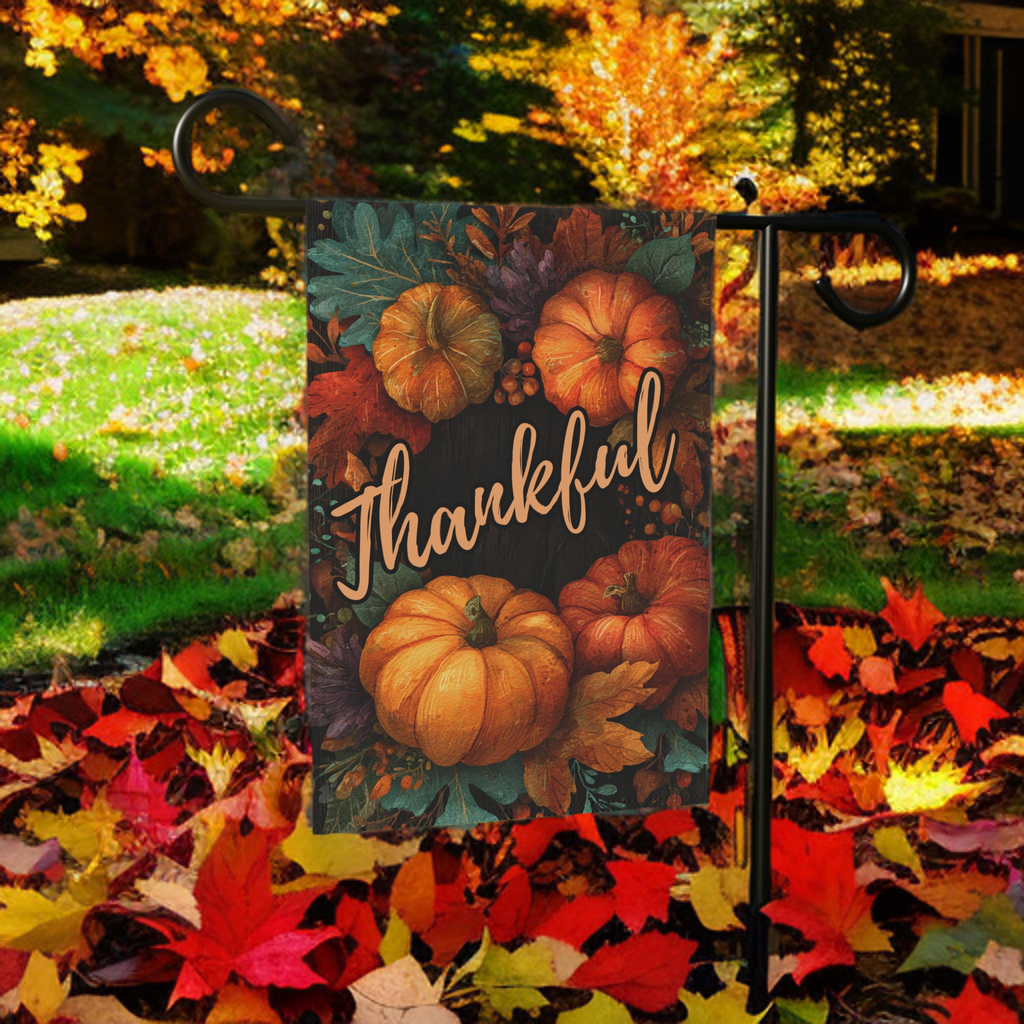Thankful Pumpkin Fall Garden Flag