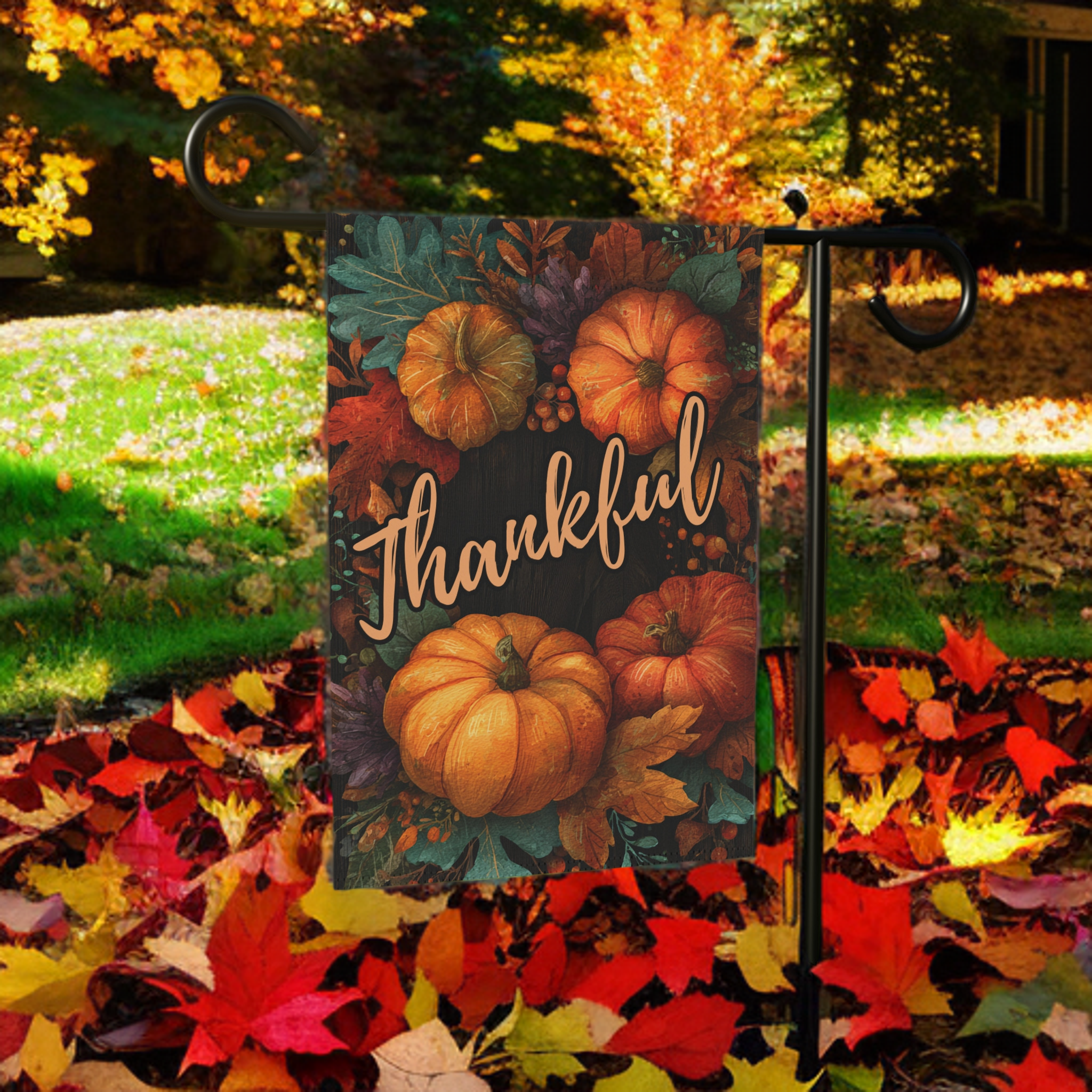 Thankful Pumpkin Fall Garden Flag