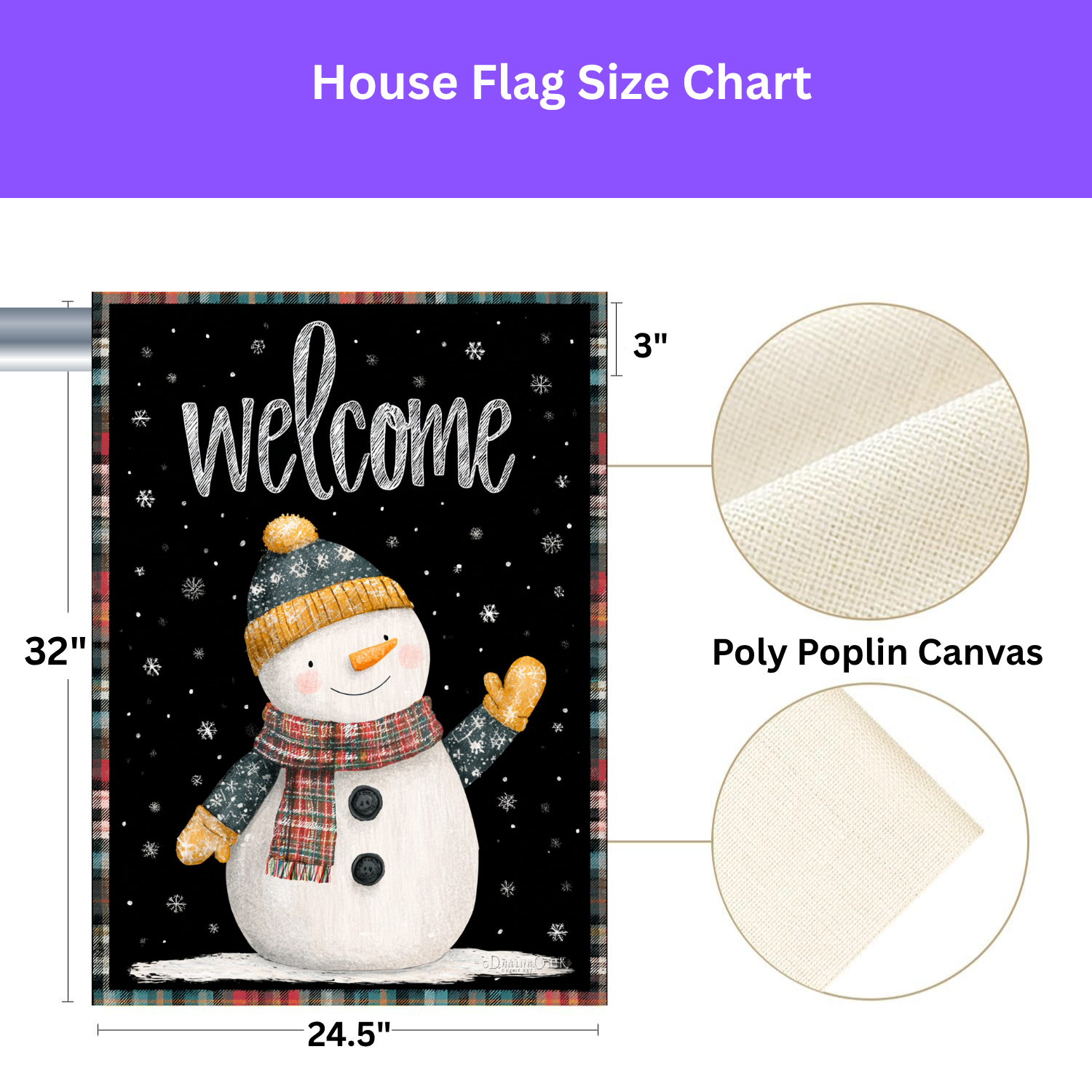 Yellow Mitten Welcome Snowman Garden Flag - yard display - Dragonfire Gardens