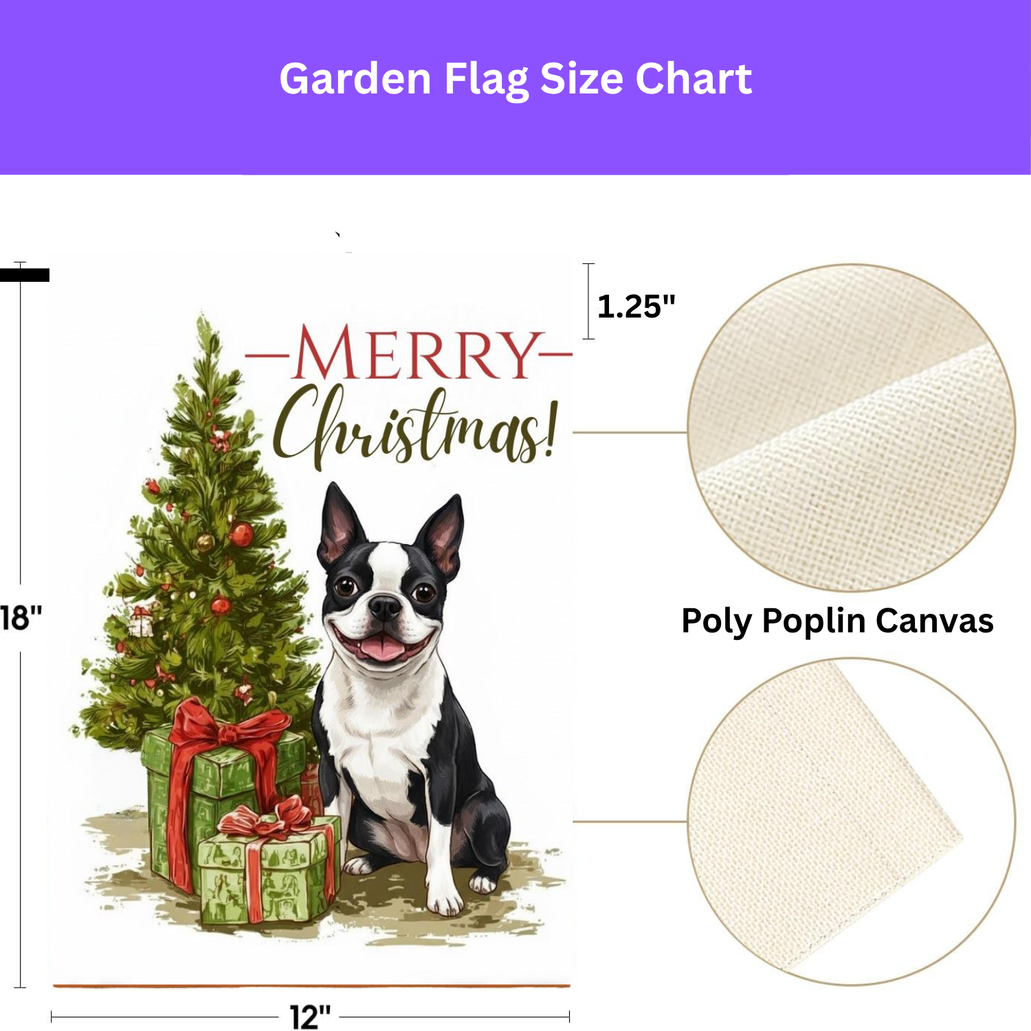 Boston Terrier and Present Christmas Garden Flag - porch decor - Dragonfire Gardens