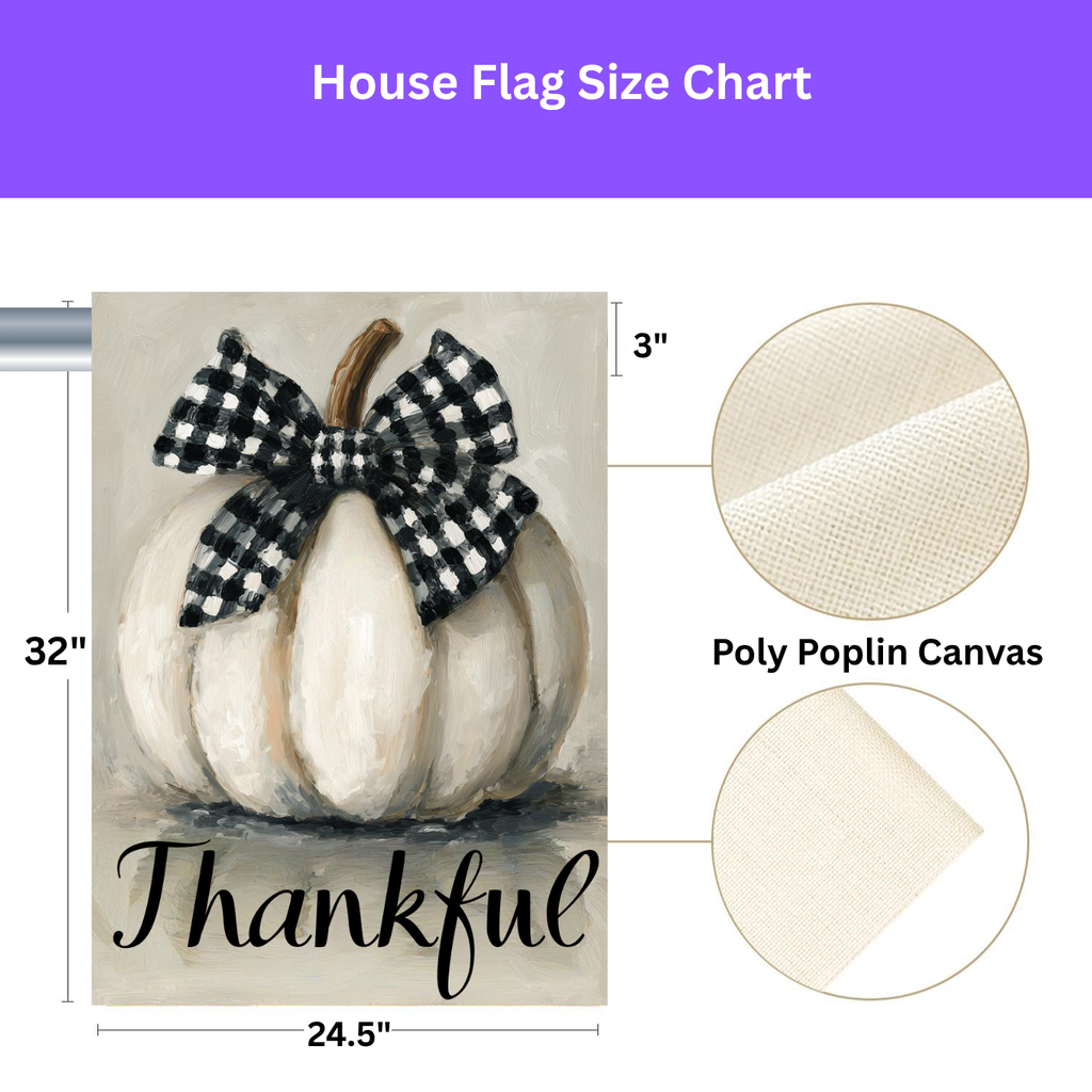 Thankful White Pumpkin Garden Flag - yard display - Dragonfire Gardens