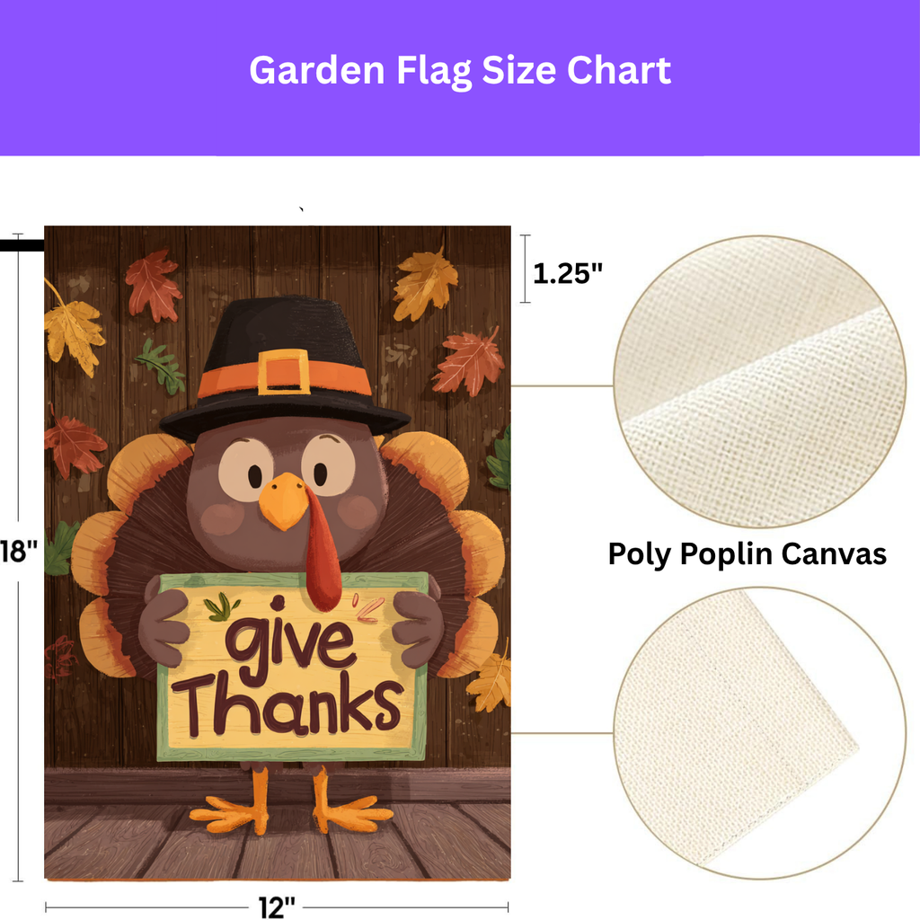 Give Thanks Leaves and Turkey Garden Flag - porch decor - Dragonfire Gardens