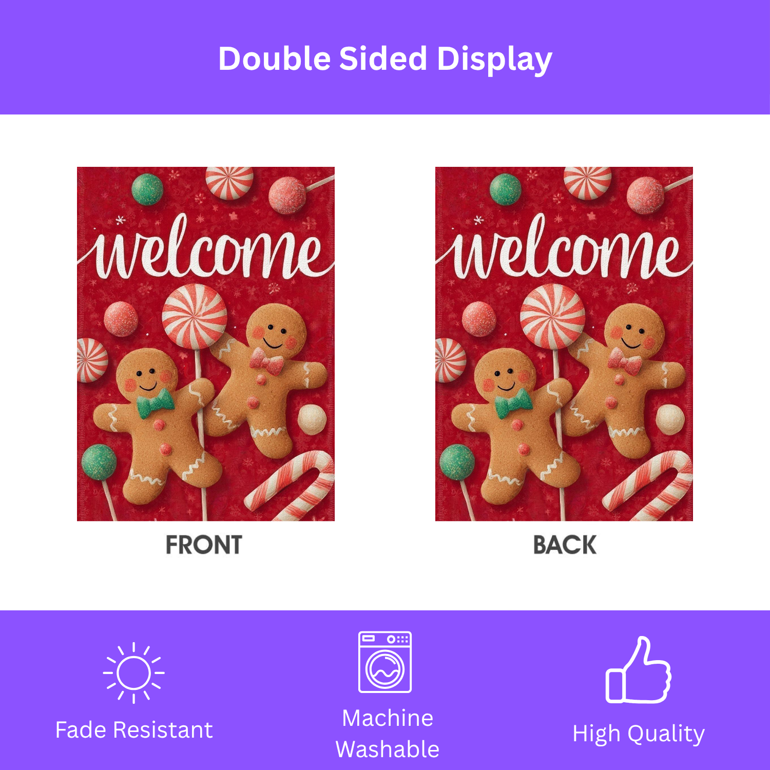 Two Gingerbread Men Welcome Garden Flag