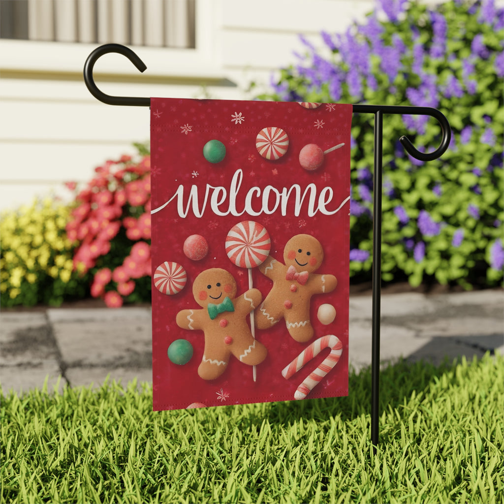Two Gingerbread Men Welcome Garden Flag