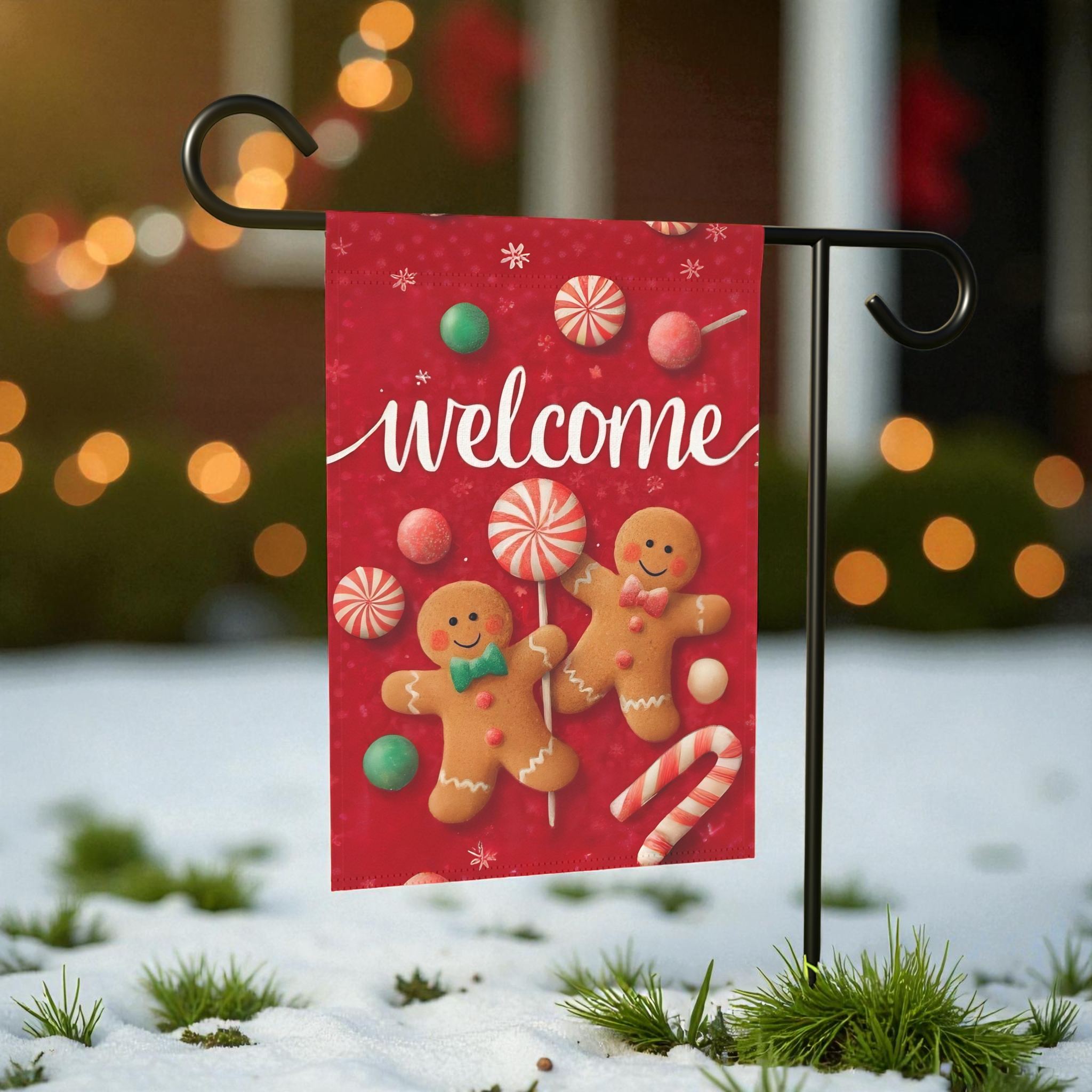 Two Gingerbread Men Welcome Garden Flag