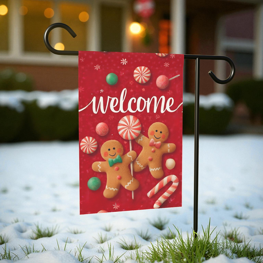 Two Gingerbread Men Welcome Garden Flag
