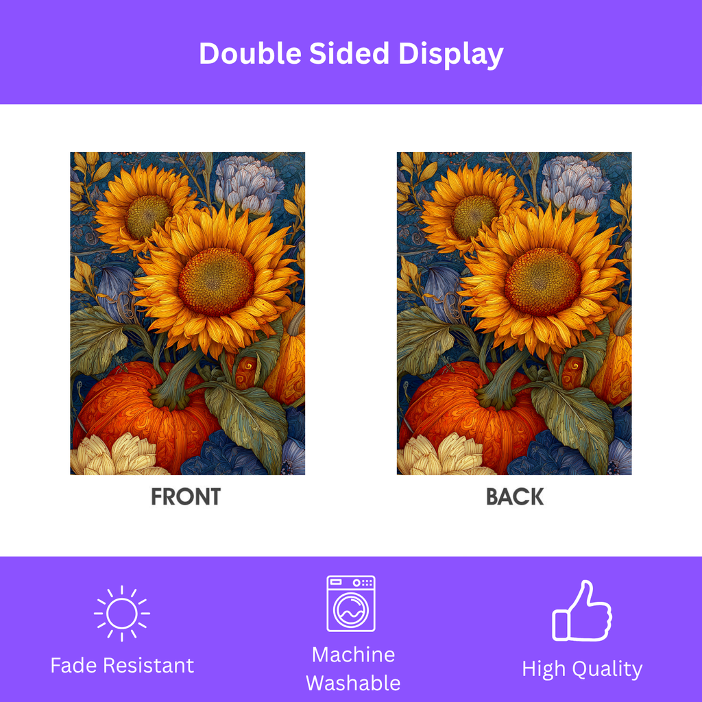 Abstract Sunflower & Pumpkin Autumn Garden Flag - double-sided design - Dragonfire Gardens