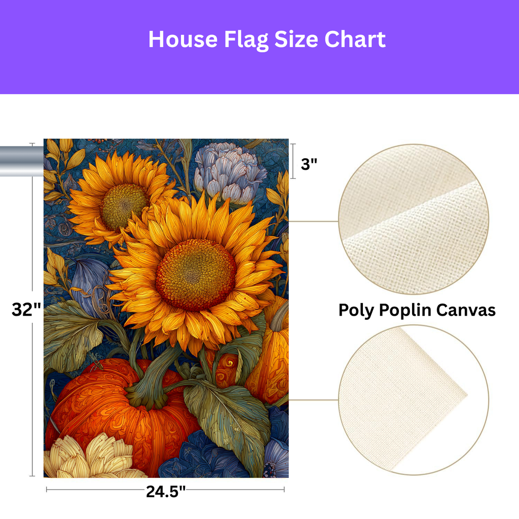Abstract Sunflower & Pumpkin Autumn Garden Flag - yard display - Dragonfire Gardens