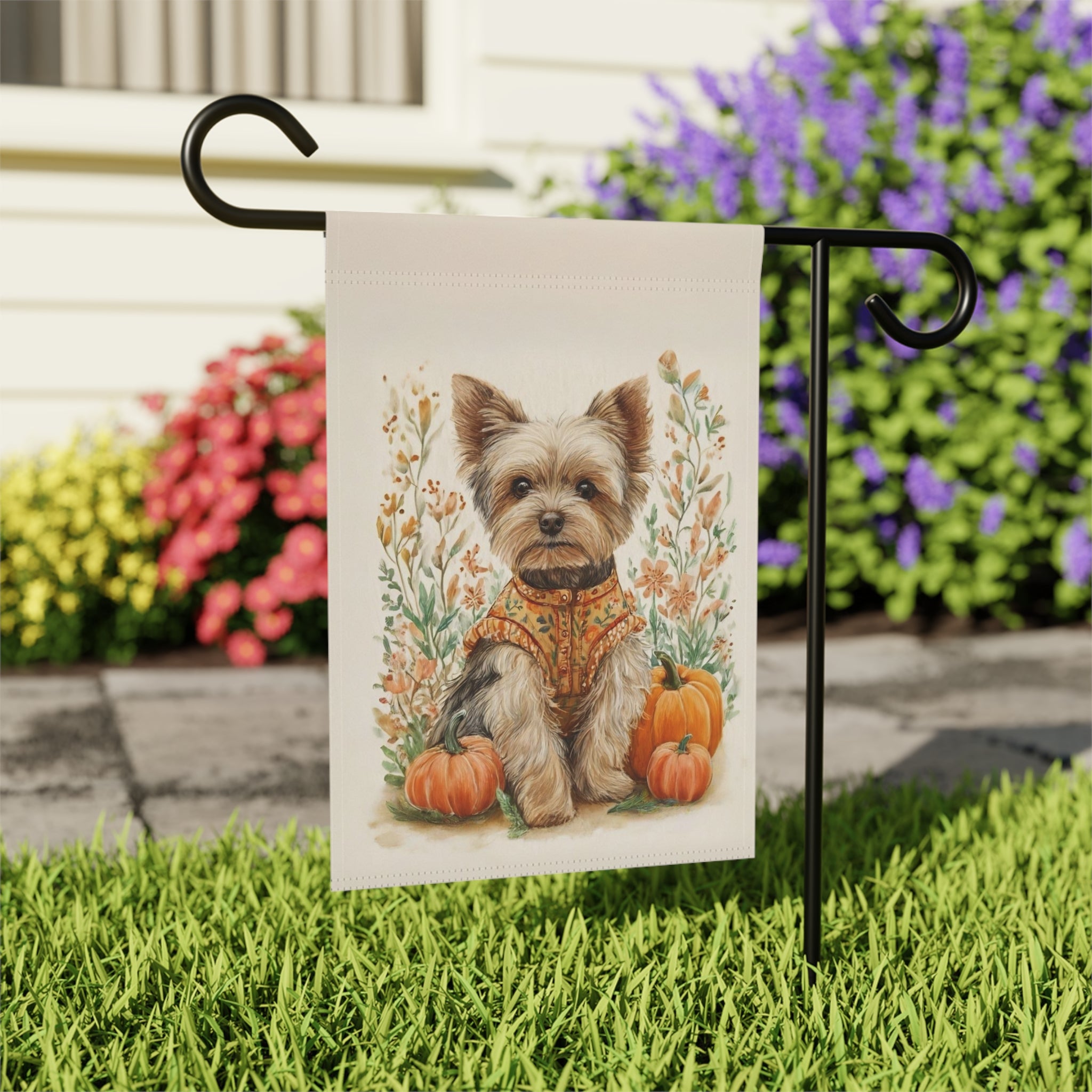 Fall Coat Yorkshire Terrier Garden Flag