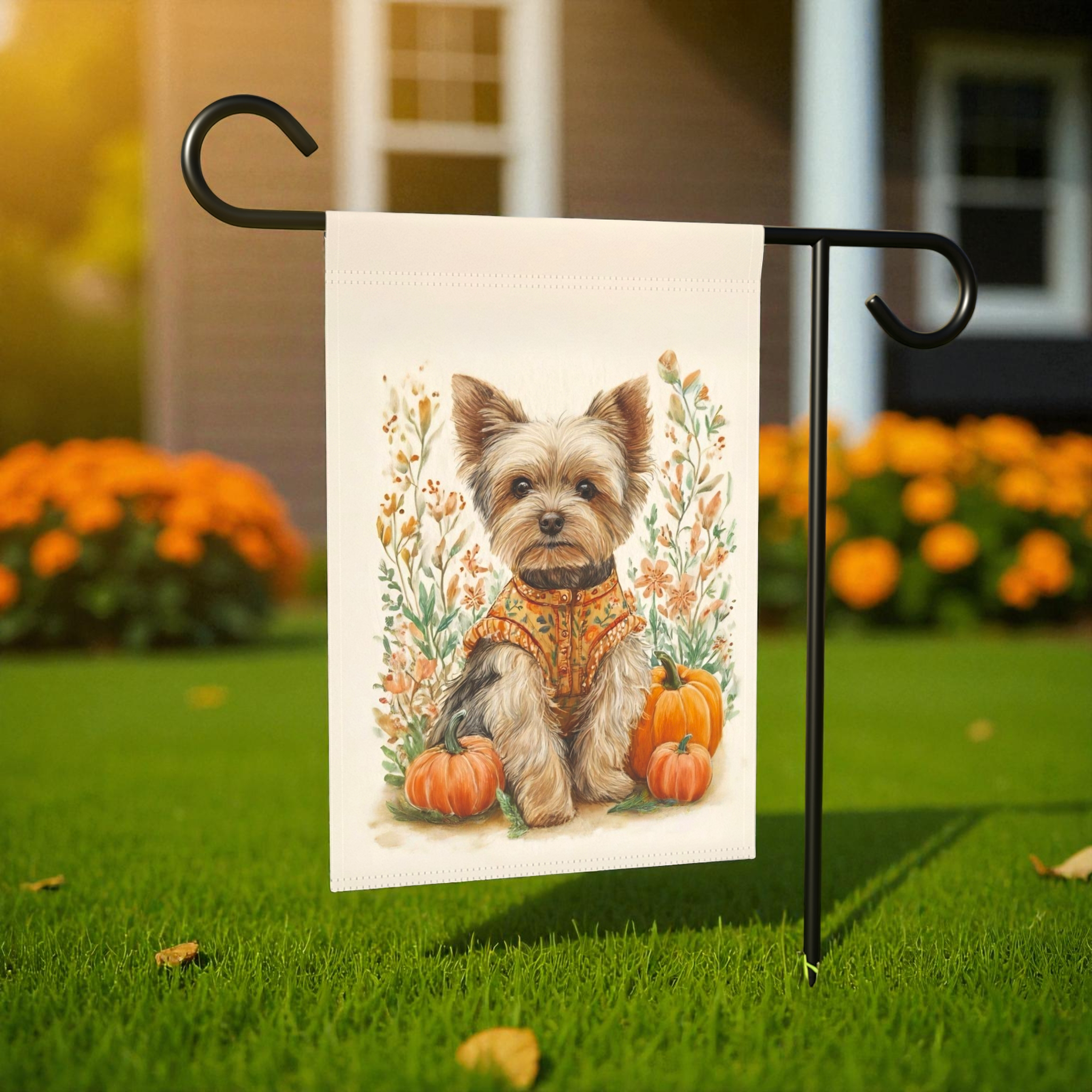 Fall Coat Yorkshire Terrier Garden Flag