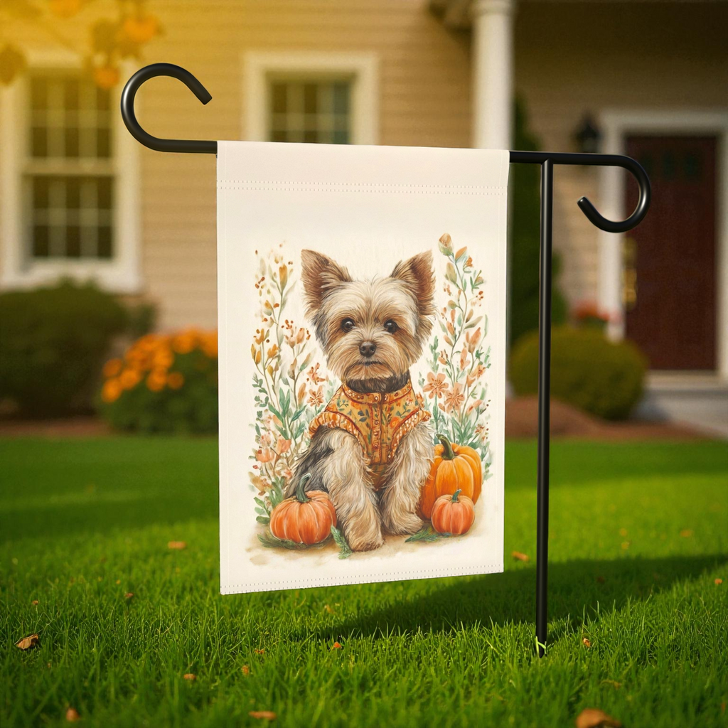 Fall Coat Yorkshire Terrier Garden Flag