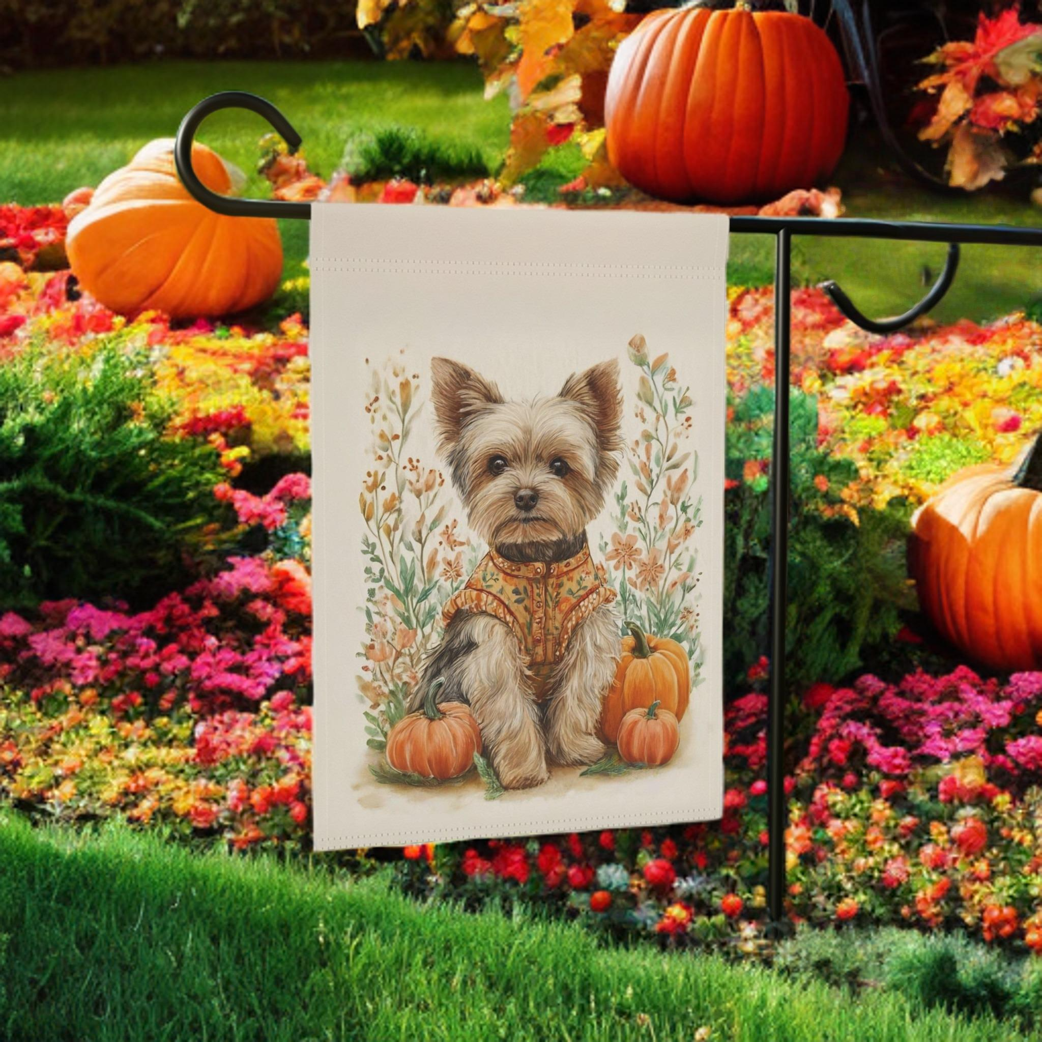 Fall Coat Yorkshire Terrier Garden Flag