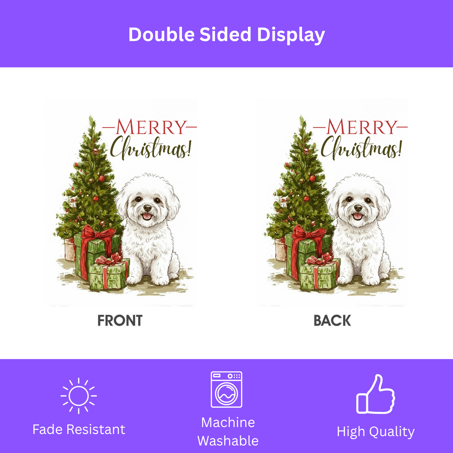 Bichon Frise and Presents Christmas Garden Flag
