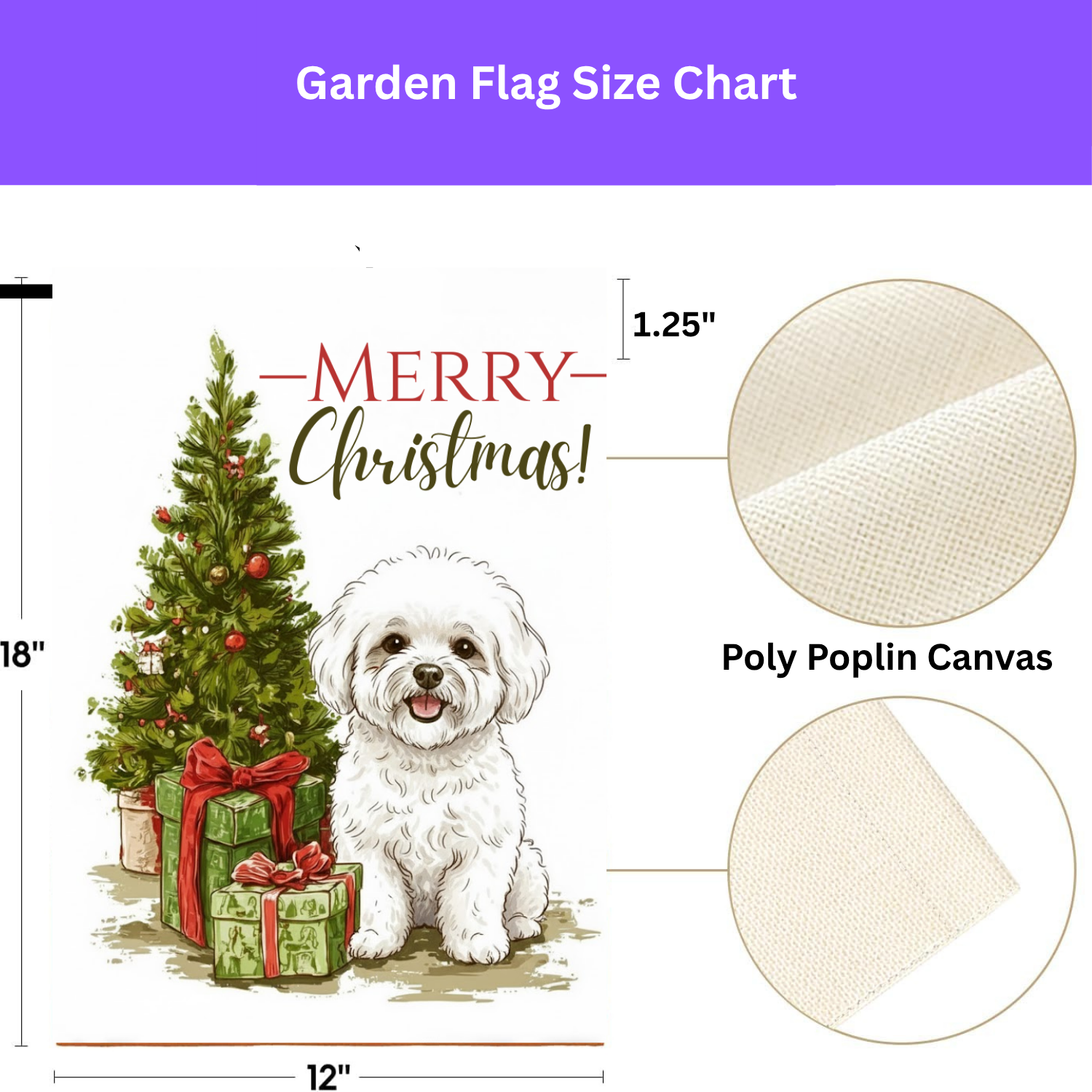 Bichon Frise and Presents Christmas Garden Flag