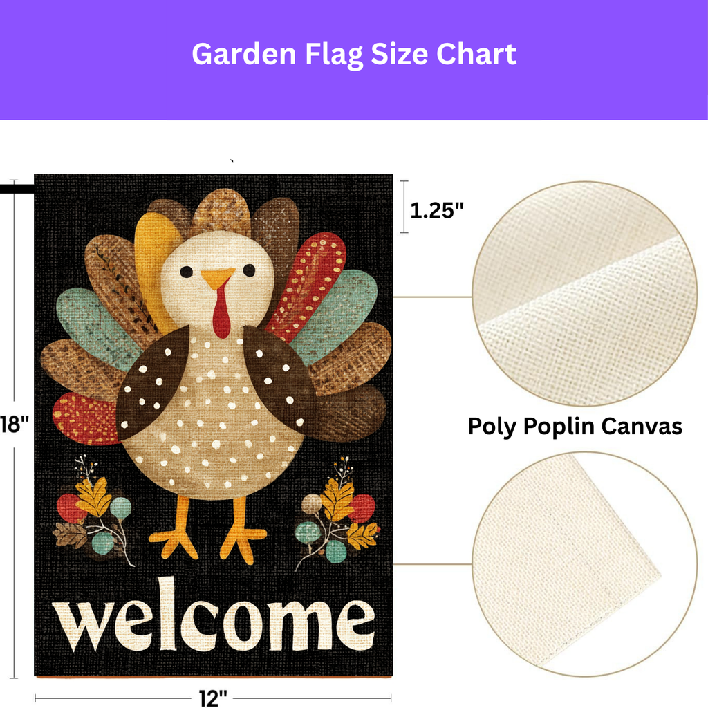 Colorful Feather Turkey Welcome Garden Flag