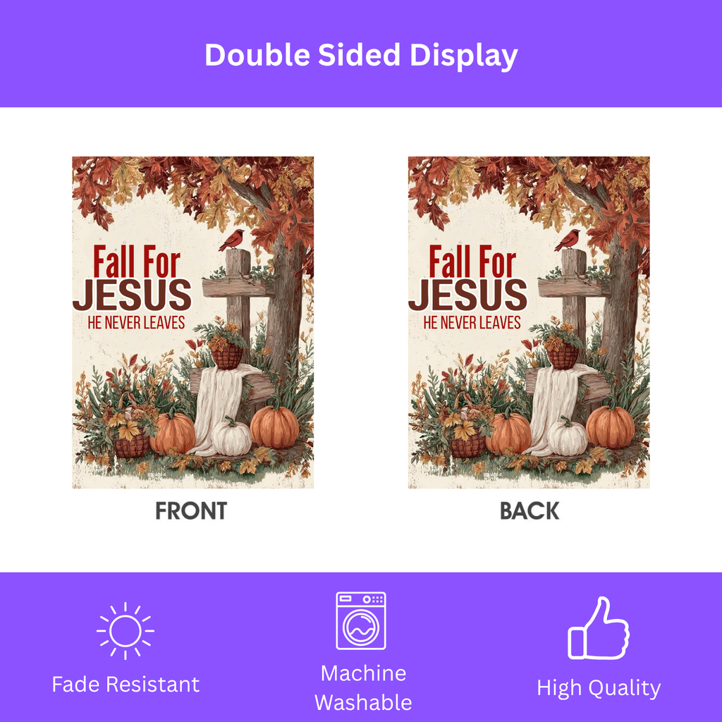 Fall For Jesus Autumn Tree Garden Flag - double-sided design - Dragonfire Gardens