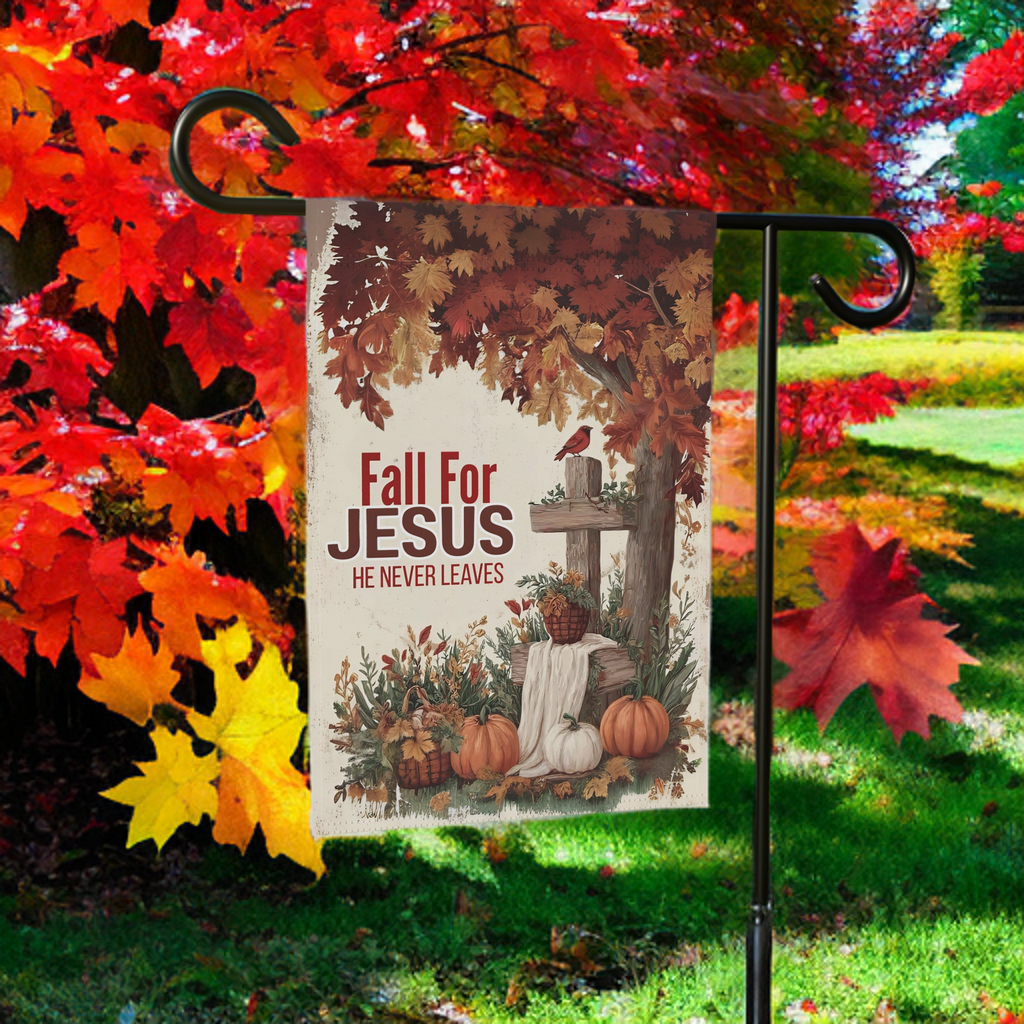 Fall For Jesus Autumn Tree Garden Flag - product detail - Dragonfire Gardens