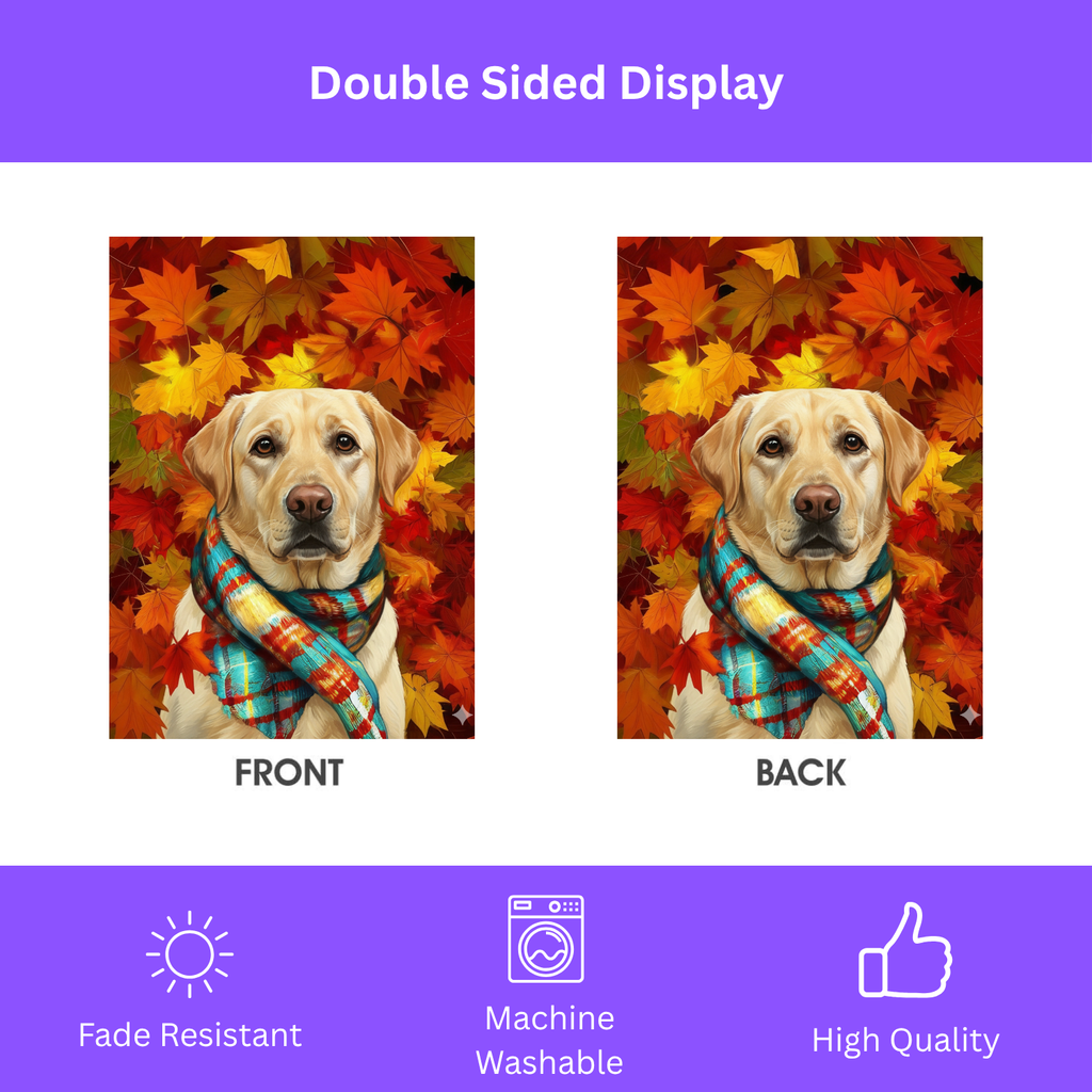 Fall Scarf Yellow Labrador Retriever Garden Flag - double-sided design - Dragonfire Gardens