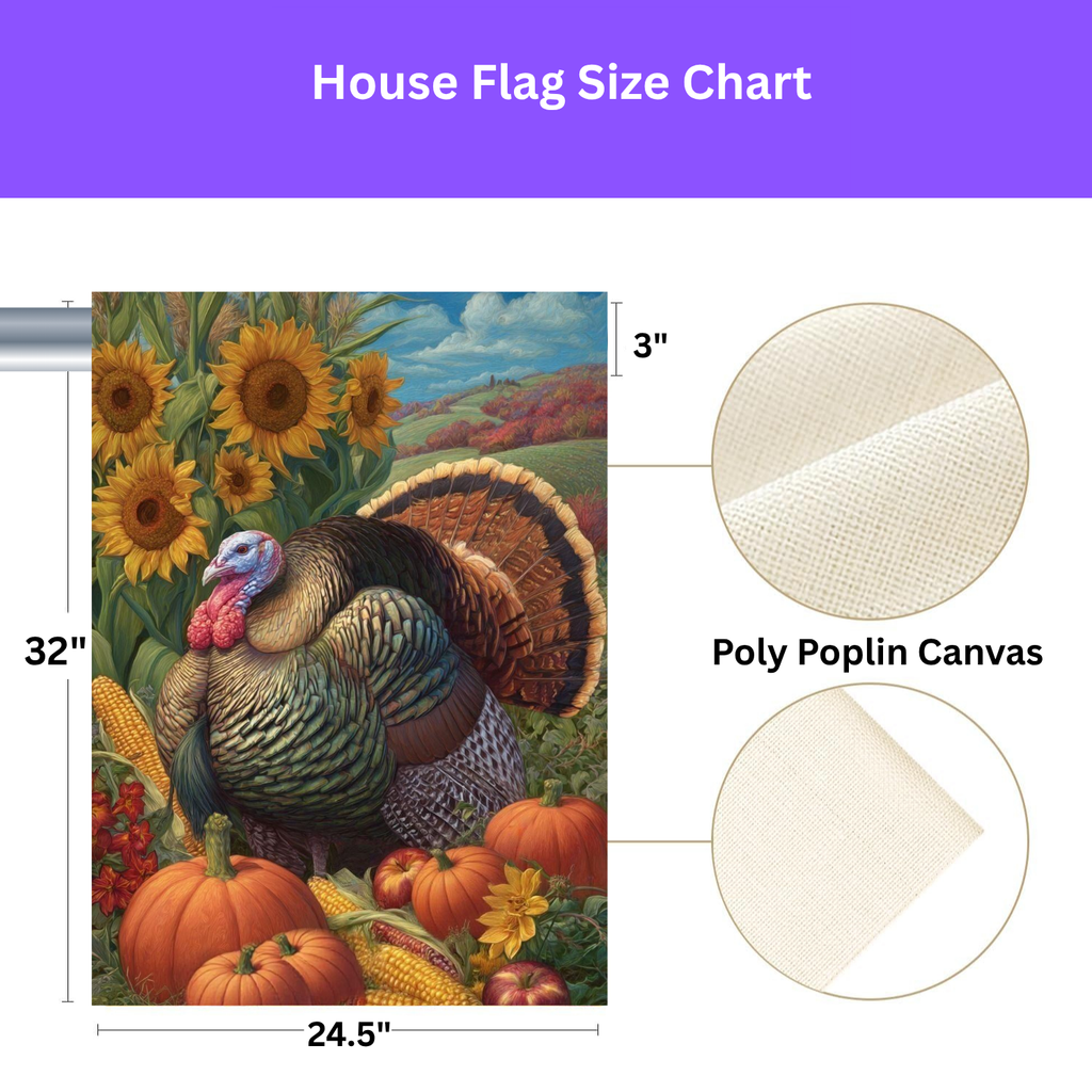 Autumn Wild Turkey Harvest Garden Flag - yard display - Dragonfire Gardens